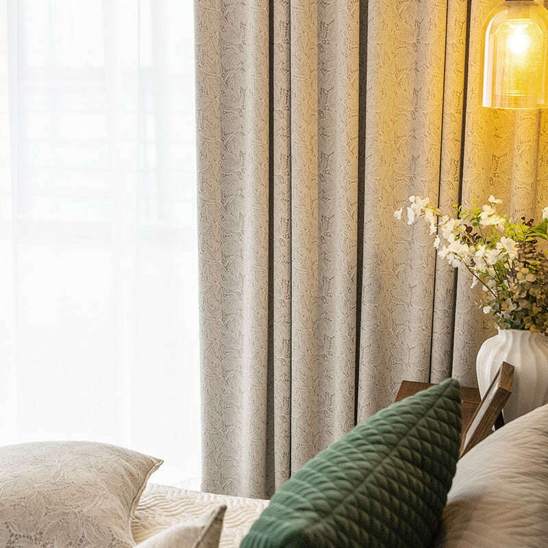 T.B. London Literary Lace Blackout Curtains - Beige Window Drapes for Bedroom & Living Room - Light Blocking Thermal Insulated Curtain Panels for Home Decor