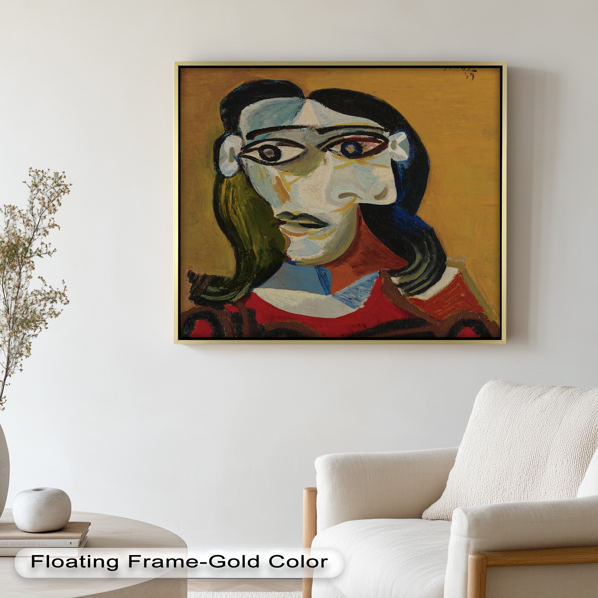 Abstract Portrait with Red Garment - Picasso Style Oil Painting Reproduction - Wall Art for Living Room, Bedroom & Office Decor