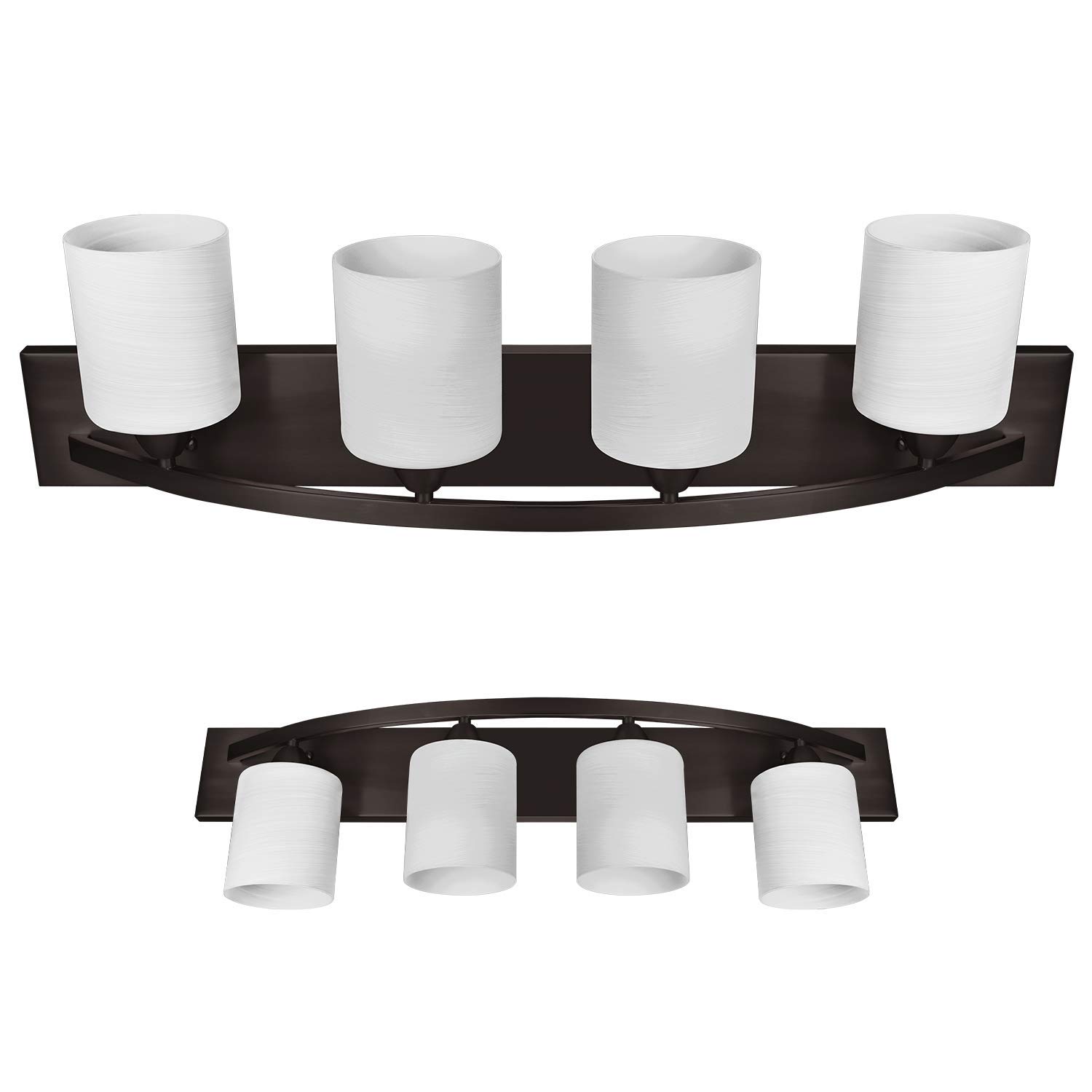 Modern Bathroom Vanity Light Fixture with Glass Globes - Brushed Nickel or Oil Rubbed Bronze Finish - 4-Light Wall Sconce for Bathroom Mirror Lighting - Perfect for Home, Hotel, and Spa Decor