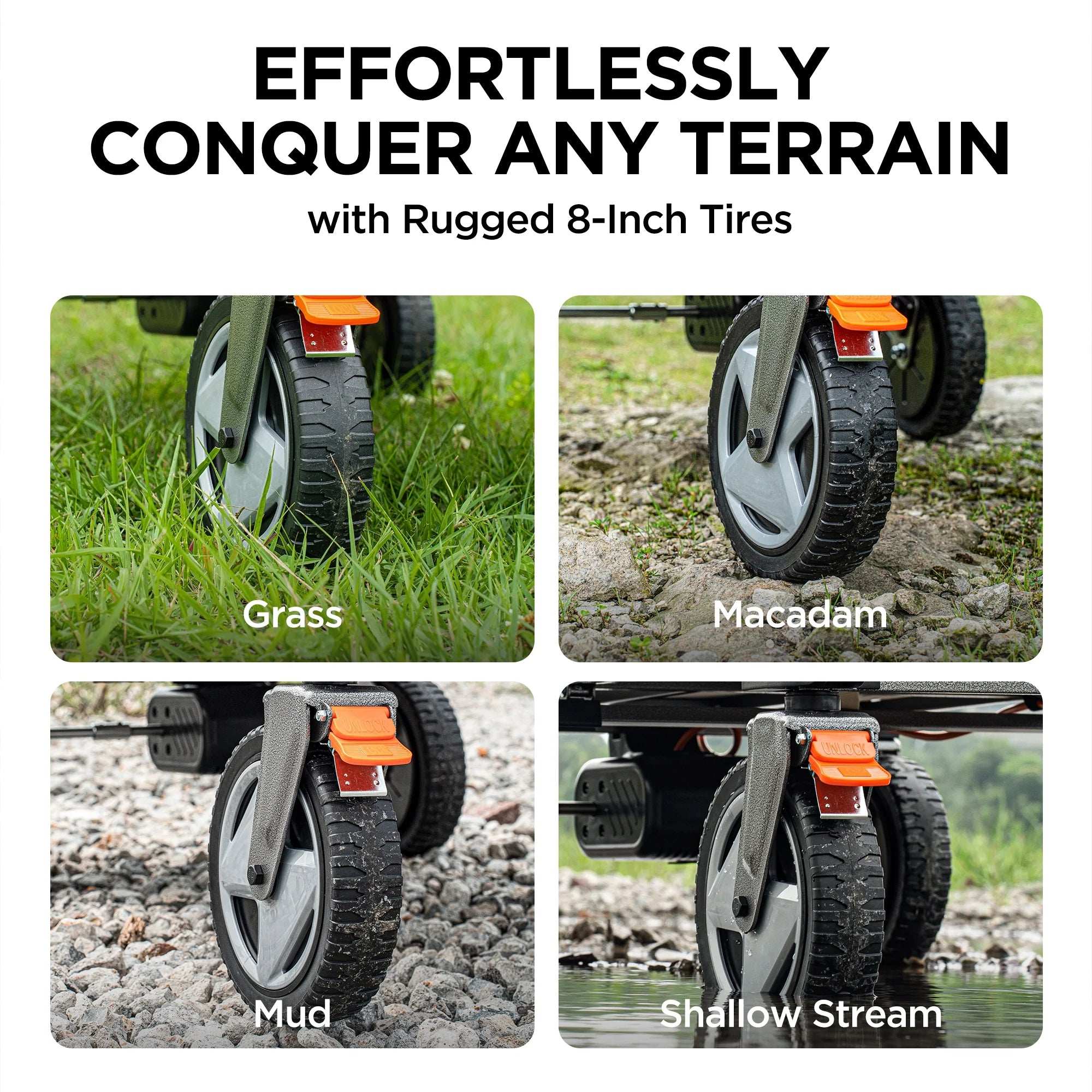 Litheli Electric Utility Wagon with 4.0Ah Battery - 200L Capacity, 8 Inch All-Terrain Wheels, Foldable Design - Perfect for Camping, Gardening, Shopping & Outdoor Activities