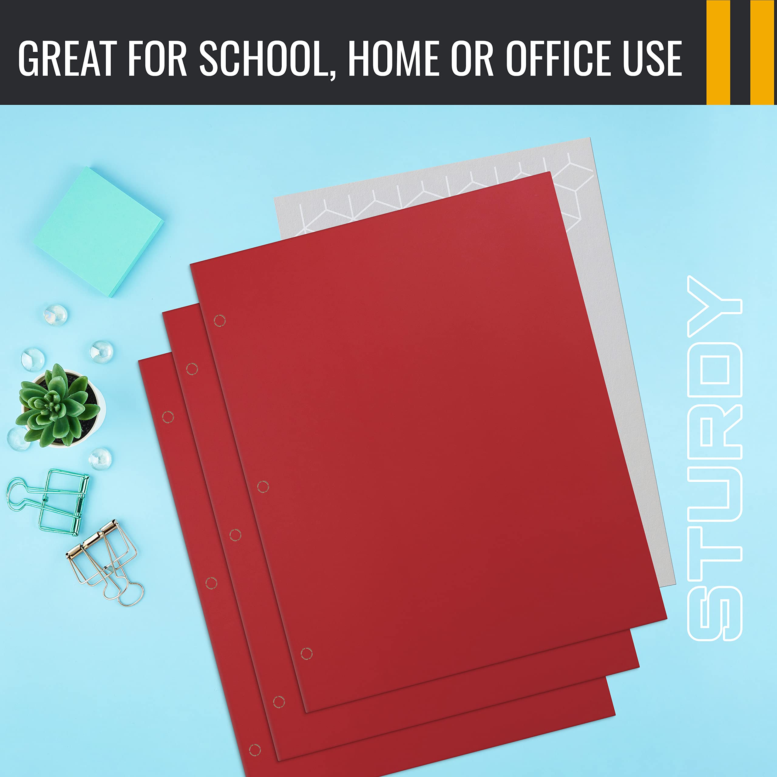 Better Office Products Two Pocket Portfolio Folders - 50-Pack Red Letter Size Paper Folders for School, Office & Business Organization - Heavy Duty Document Holders for Reports, Presentations & Files
