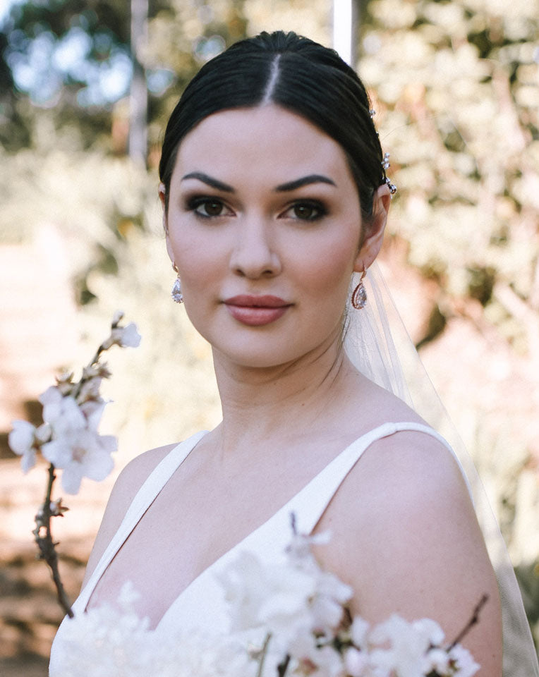 Elegant Pear Crystal Drop Earrings with Sparkling Details - Dianna at Kezani | Perfect for Weddings, Parties & Special Occasions