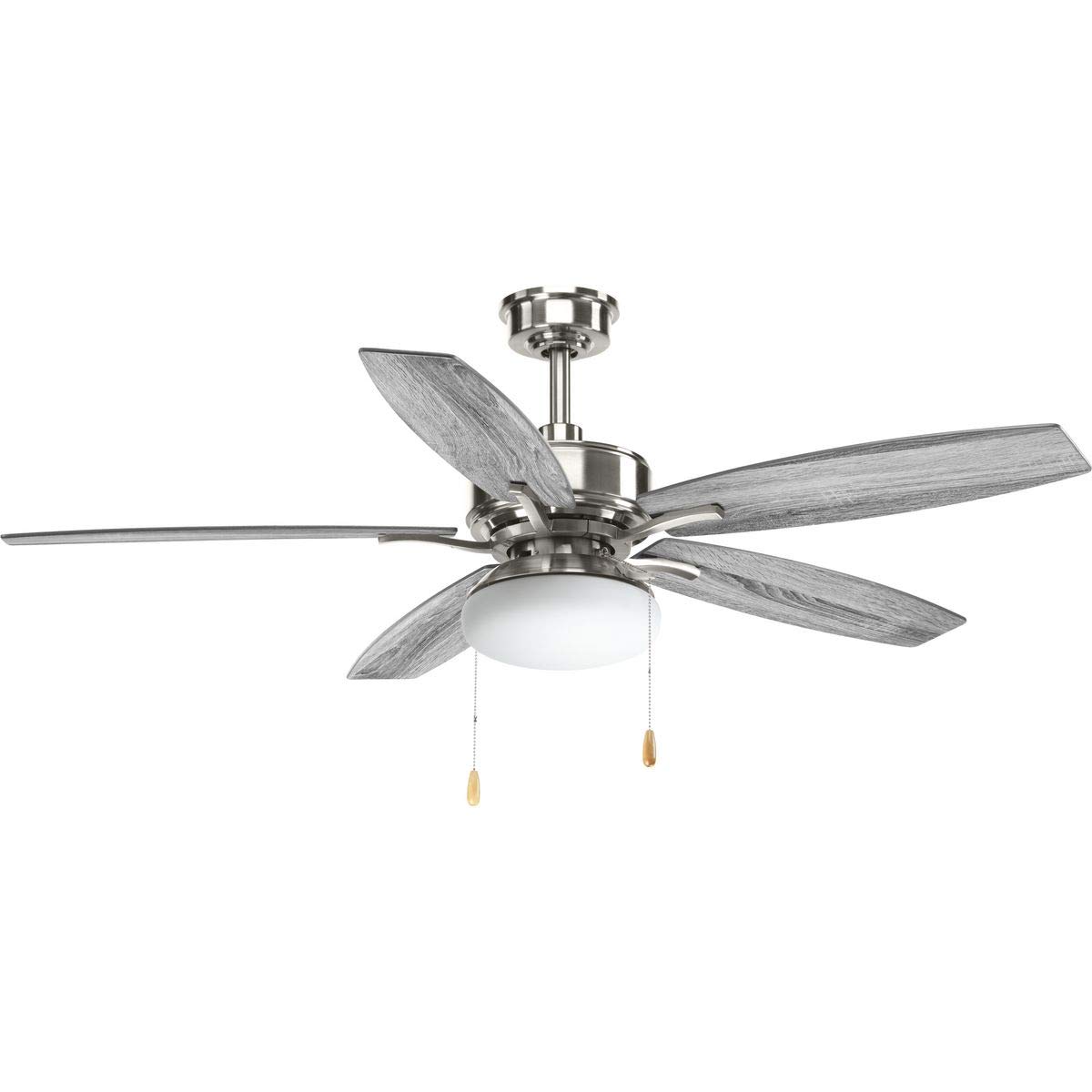 Progress Lighting P2552-09 Billows 52-Inch 5-Blade Ceiling Fan with LED Light Kit, Brushed Nickel Finish - Perfect for Living Room, Bedroom, and Outdoor Covered Patio