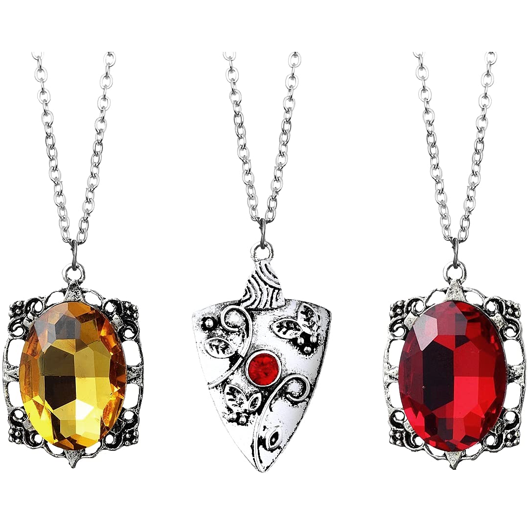 The Vampire Diaries Inspired Jewelry Set - Katherine, Bonnie & Damon Pendant Necklaces with Rings for Women & Teens | TVD Fan Gifts & Cosplay Accessories