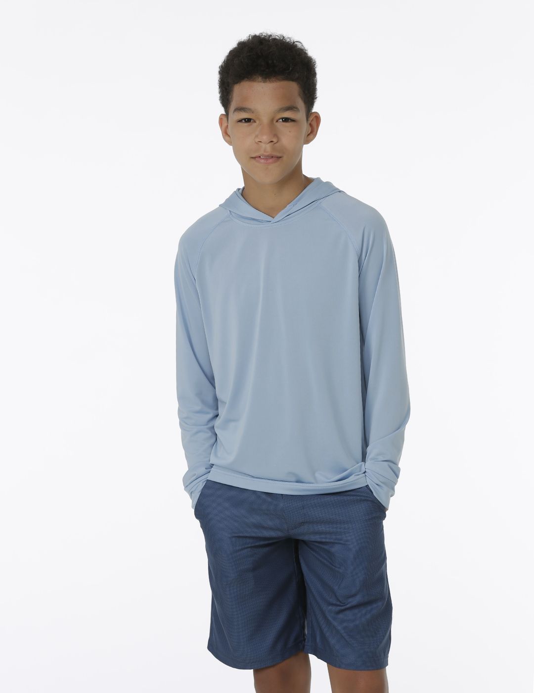 Marley Youth Boys' UV Protection Hooded Sun Shirt - Lightweight UPF 50+ Long Sleeve Rash Guard for Swimming, Beach & Outdoor Activities