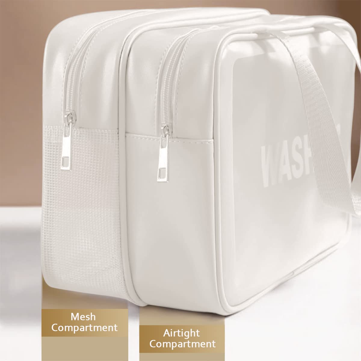 Matte Translucent Travel Toiletry Bag for Women & Men - XL Waterproof Cosmetic Organizer with Handle - Perfect for Makeup, Shampoo & Travel Essentials (White) - Ideal for Airplane Carry-on, Gym & Weekend Getaways