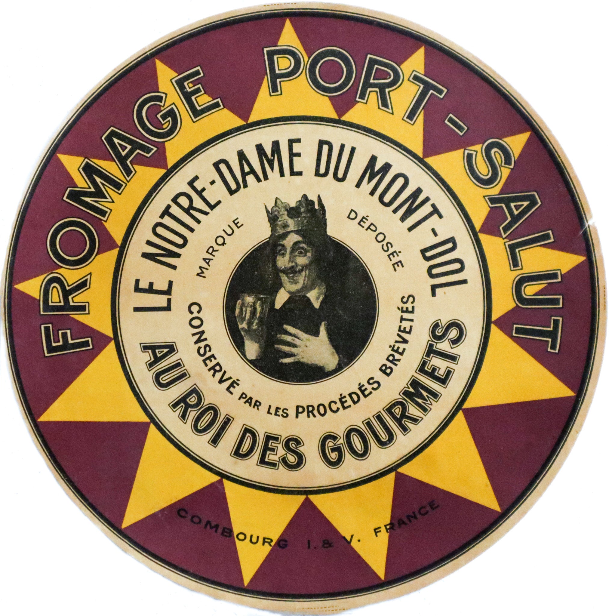 Vintage 1920s French Cheese Label - Fromage Port Salut & Le Notre Dame du Mont Dol - Perfect for Antique Collectors, Home Decor & Scrapbooking Projects