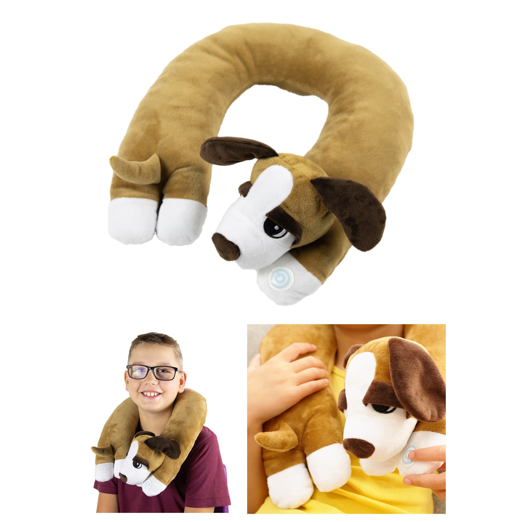 Bouncyband Puppy Themed Sensory Vibrating Neck Pillow for Kids - Calming Anxiety Relief & Stress Reduction - Perfect for Travel, Classroom & Sensory Rooms