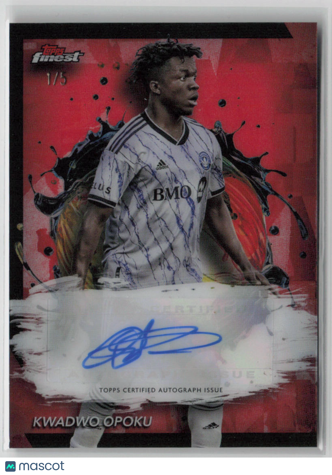 2024 Topps Finest Kwadwo Opoku Red Autograph 1/5 #BA KO - Rare Soccer Trading Card for Collectors & Fans - Perfect for Sports Memorabilia Displays & Investment