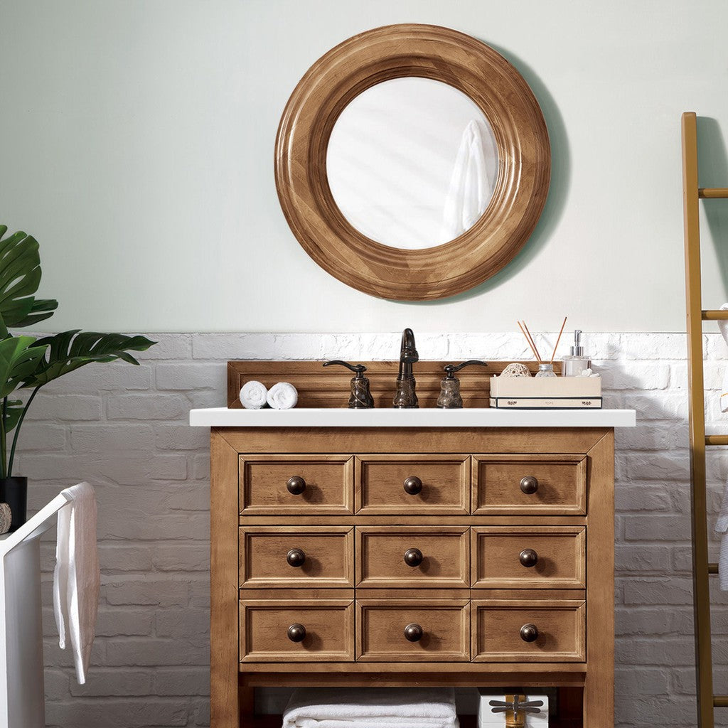 James Martin Vanities Malibu Collection 36-Inch Single Bathroom Vanity in Honey Alder with Countertop Options - Perfect for Modern Bathroom Remodeling and Home Renovation Projects
