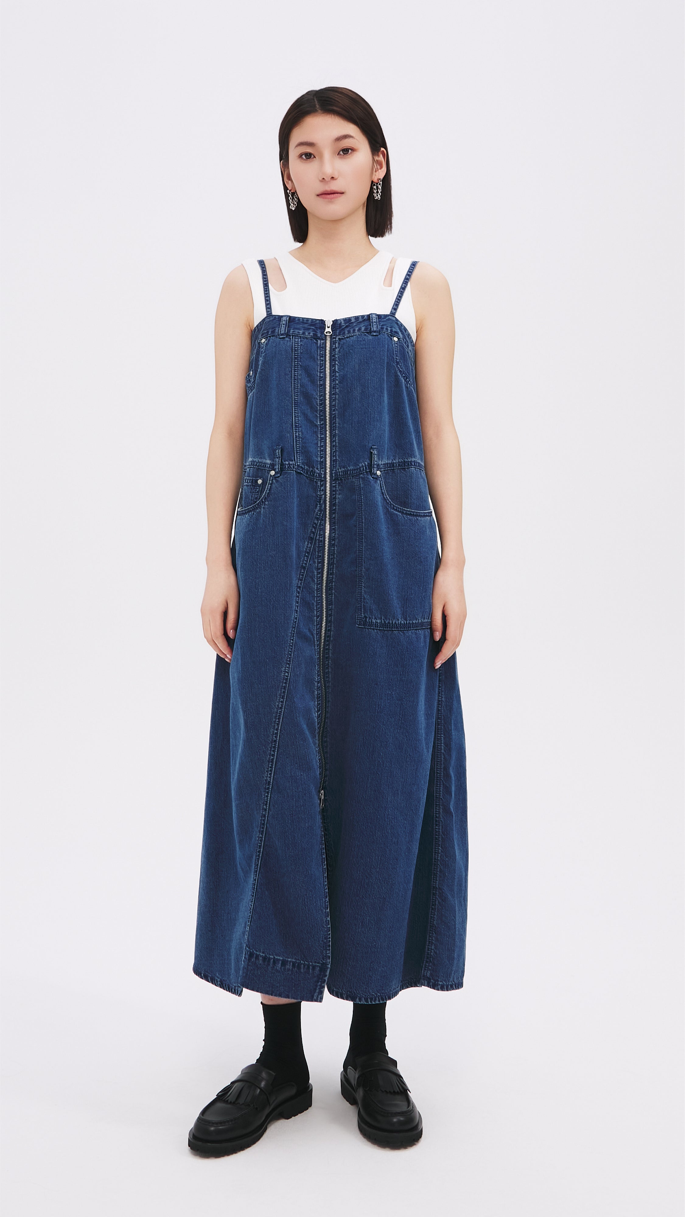Vintage Rebuilt Denim Dress for Women - Distressed Denim Patchwork Midi Dress with Raw Hem | Perfect for Boho Festivals, Casual Outings & Sustainable Fashion Lovers
