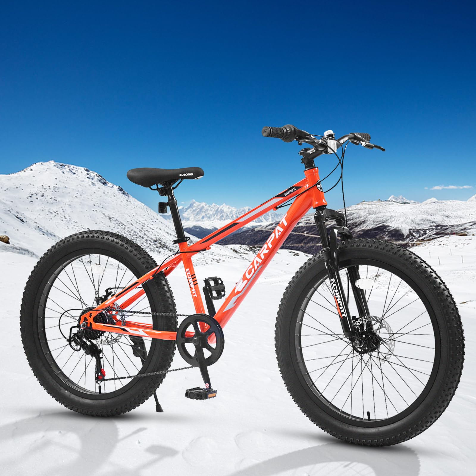**20/24/26 Inch Snow Fat Tire Mountain Bike - Front/Dual Suspension, 3/4