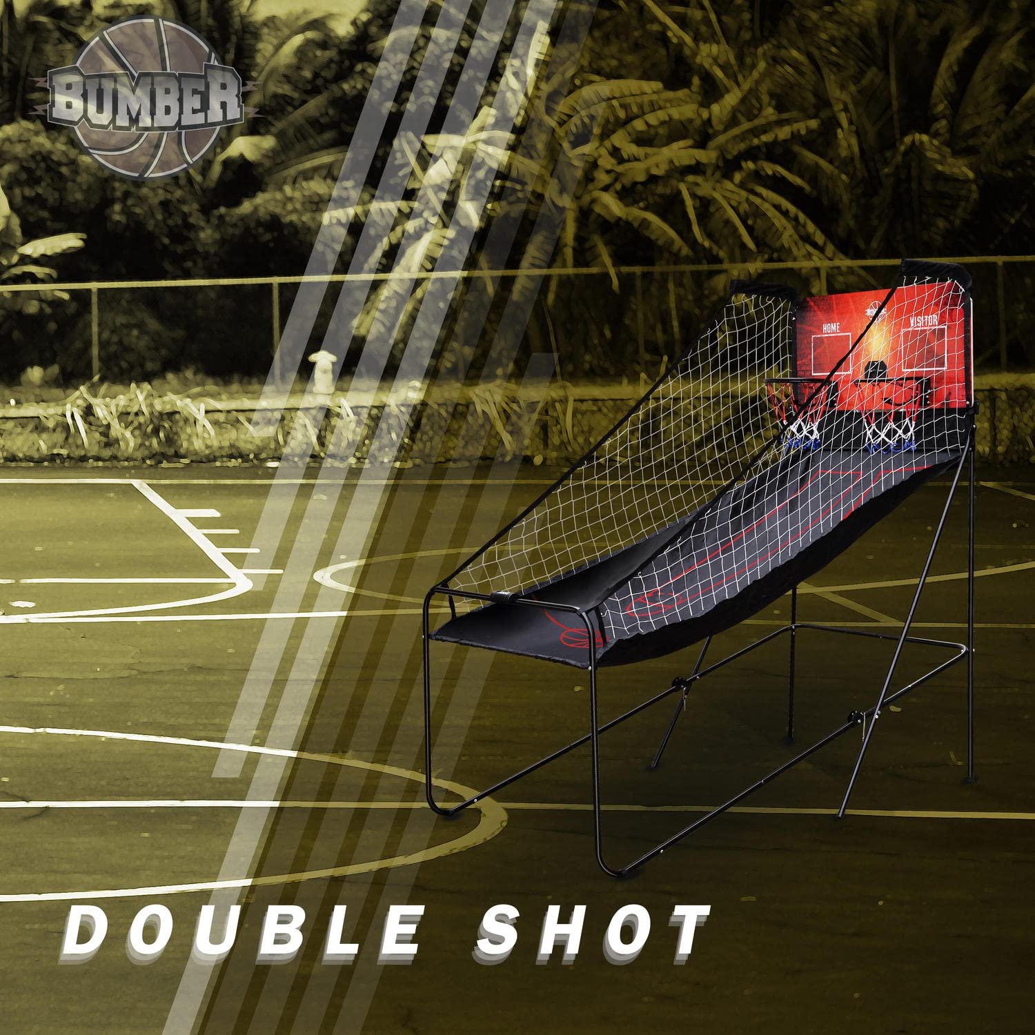 BUMBER Multi-Player Basketball Arcade Game - Double Shot Hoop with Digital Score Counter & 8 Fun Modes | Perfect for Family Game Nights, Parties & Indoor Sports Fun
