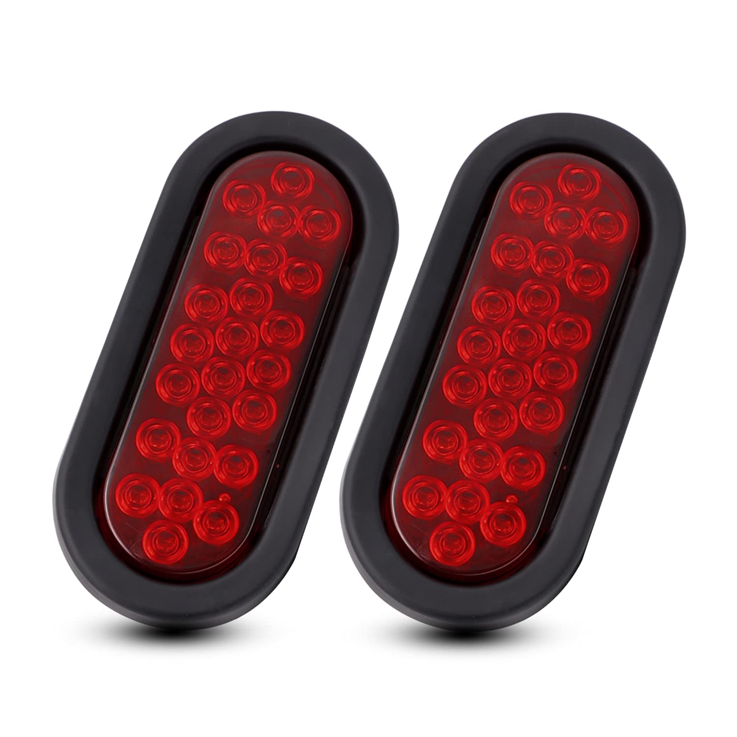 MADCATZ 6 Inch Oval Red LED Clearance Trailer Tail Lights - Waterproof Heavy Duty Brake Stop Lights with 3 Prong Plug & Grommets for Trucks, RVs, Trailers - 12V DC Rear Safety Lighting for Night Driving & Parking