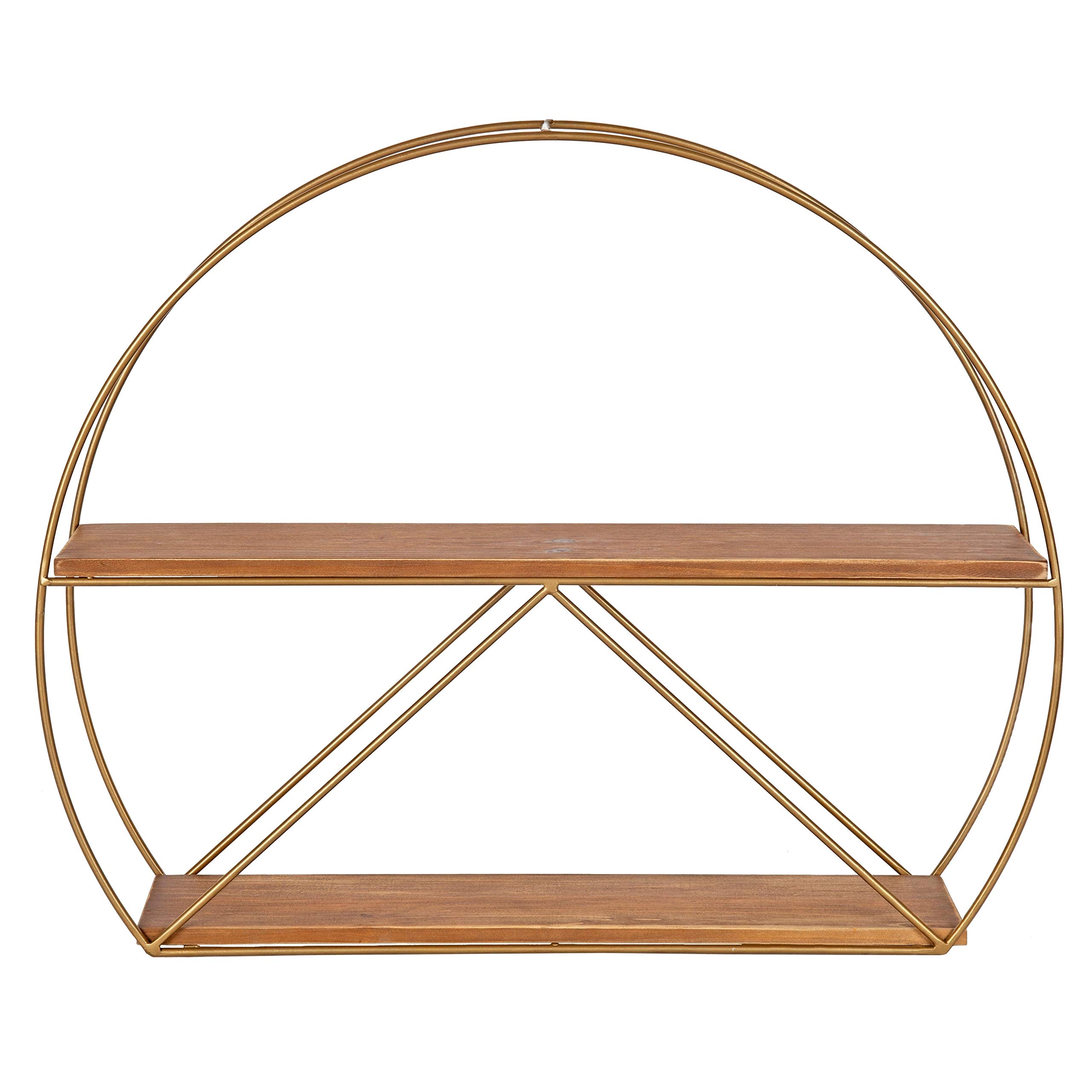 Mid-Century Modern Brown Metal Wall Shelf - Stylish Storage for Living Room, Bedroom & Office Decor