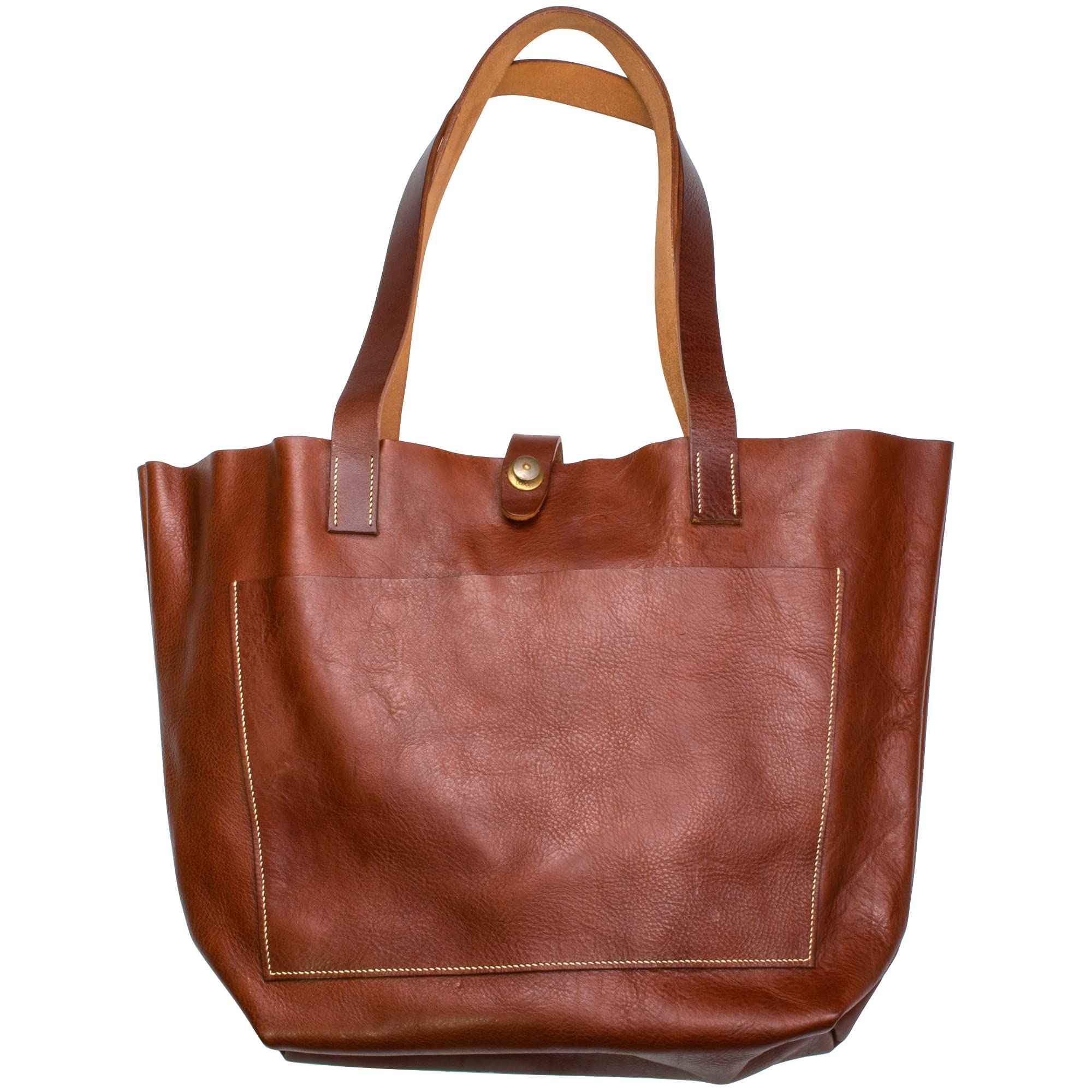 Vancha Genuine Leather Tote Bag for Women - 100% Handmade Vintage Classic Travel Purse with Snap Closure in Cafe Brown | Perfect for Work, Travel & Shopping