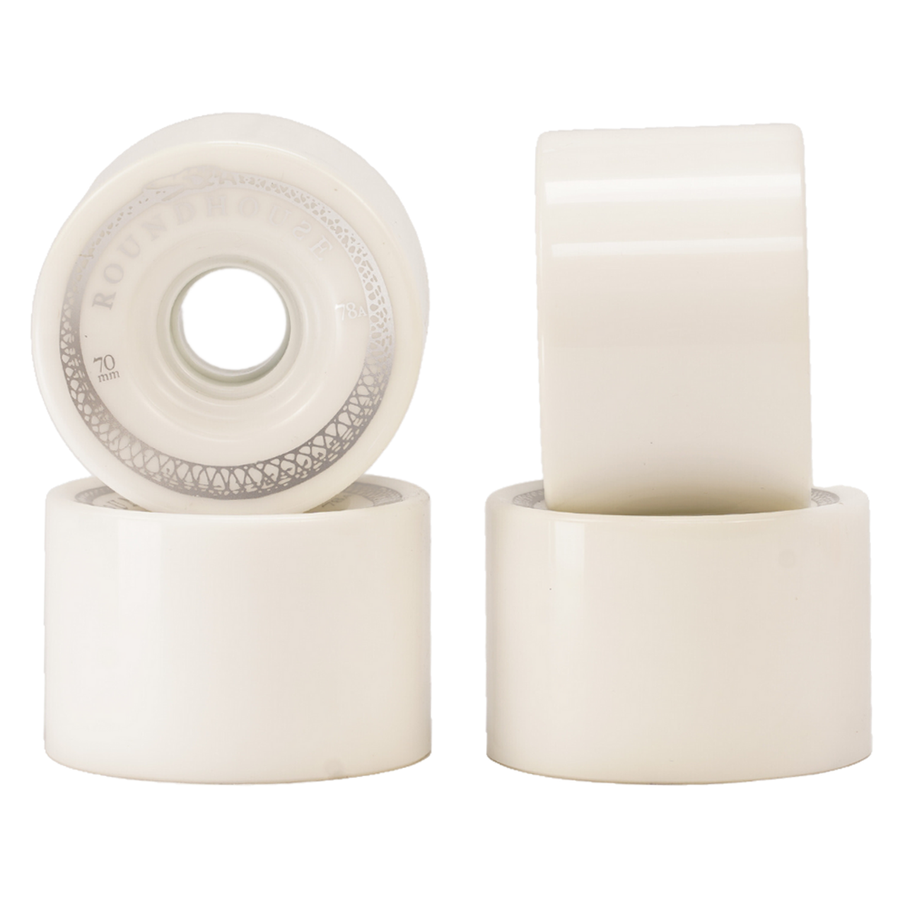 Carver Roundhouse 70mm x 48mm Magnetic Longboard Wheels - Shell White Complete Skateboard Wheel Set for Cruising & Downhill Riding