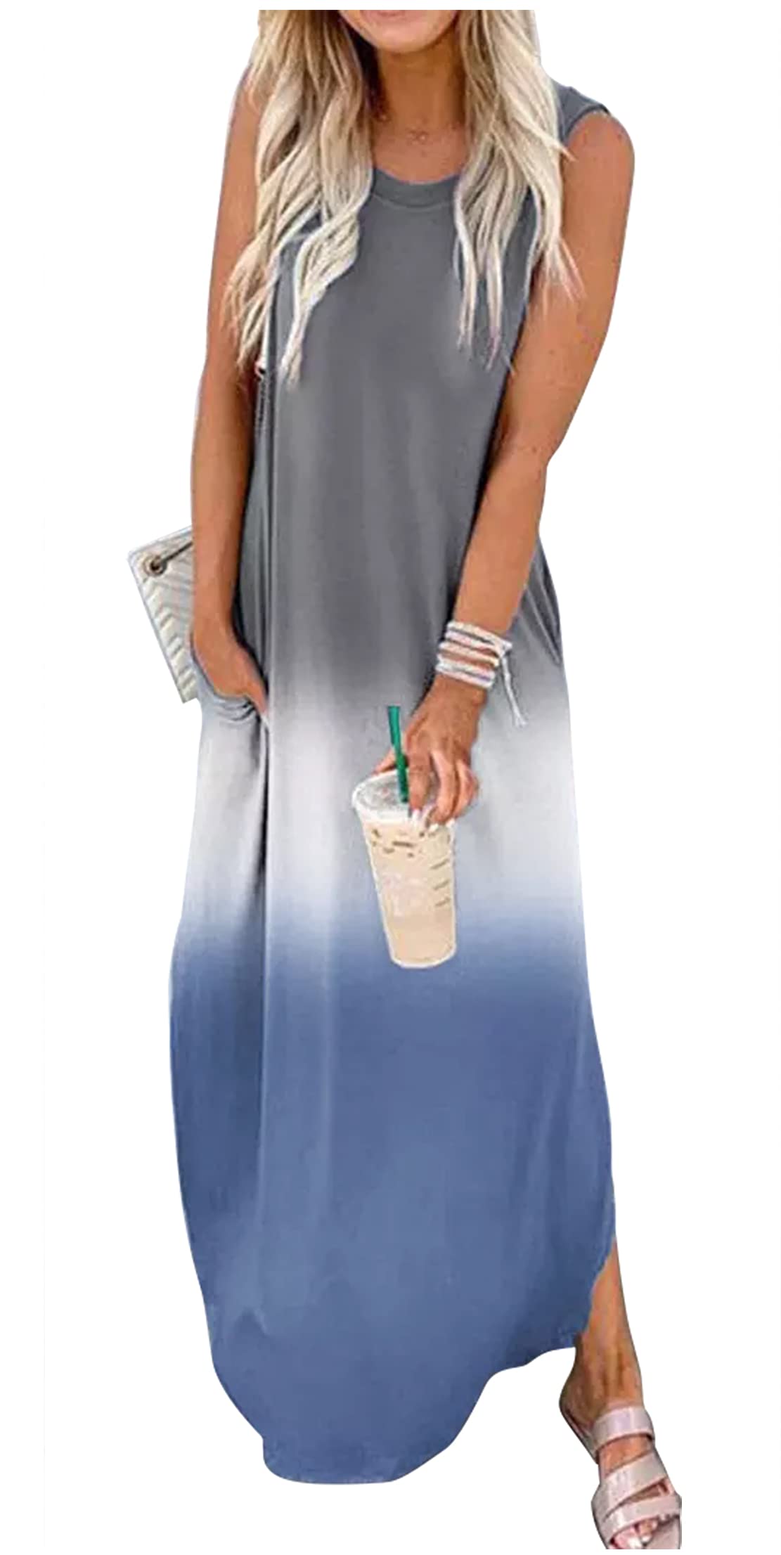 2025 Women's Summer Dresses - Floral Boho Maxi Sundress with Pockets for Beach Vacation & Tropical Getaways | Perfect for Pool Parties, Resort Wear & Casual Outings