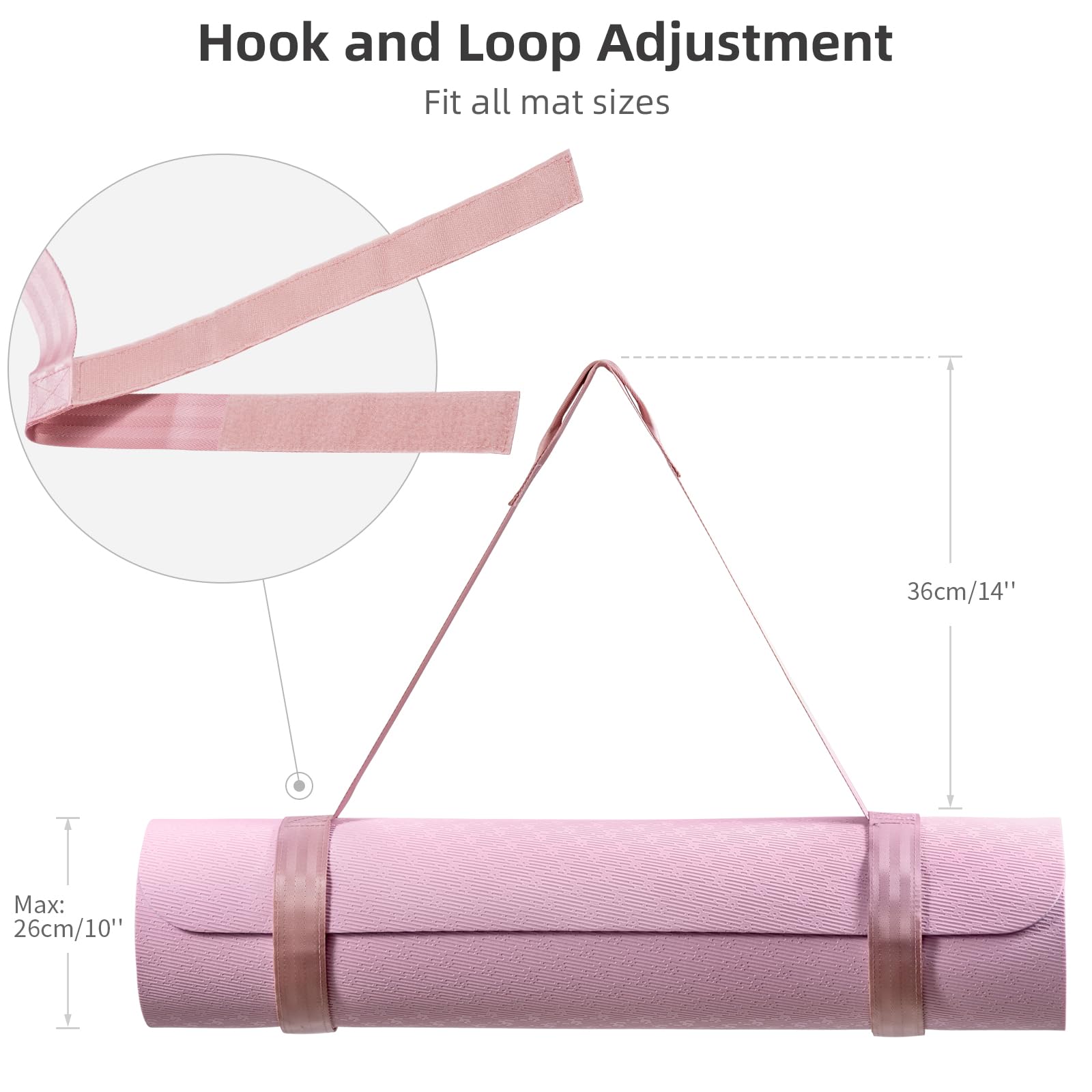 Trilancer Adjustable Yoga Mat Strap with Hook and Loop Closure - Yoga Mat Carrier & Organizer (Mat Not Included) - Perfect for Yoga, Pilates, Gym & Travel