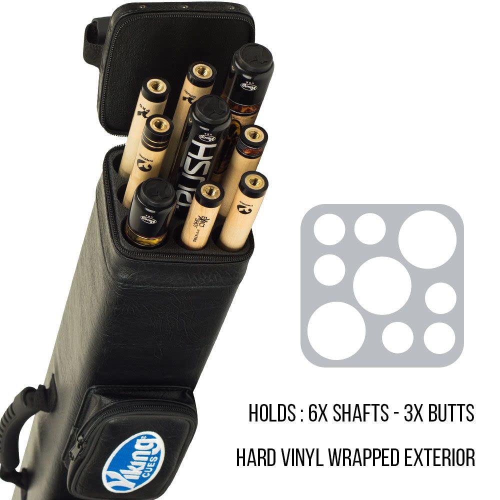 Viking Pool Cue Case with Shoulder Strap - Durable Vinyl Shell & Soft Felt Interior - Billiard Cue Storage Bag for Pool Sticks - Perfect for Travel, Tournaments & Home Use - Essential Pool Table Accessories & Billiards Equipment