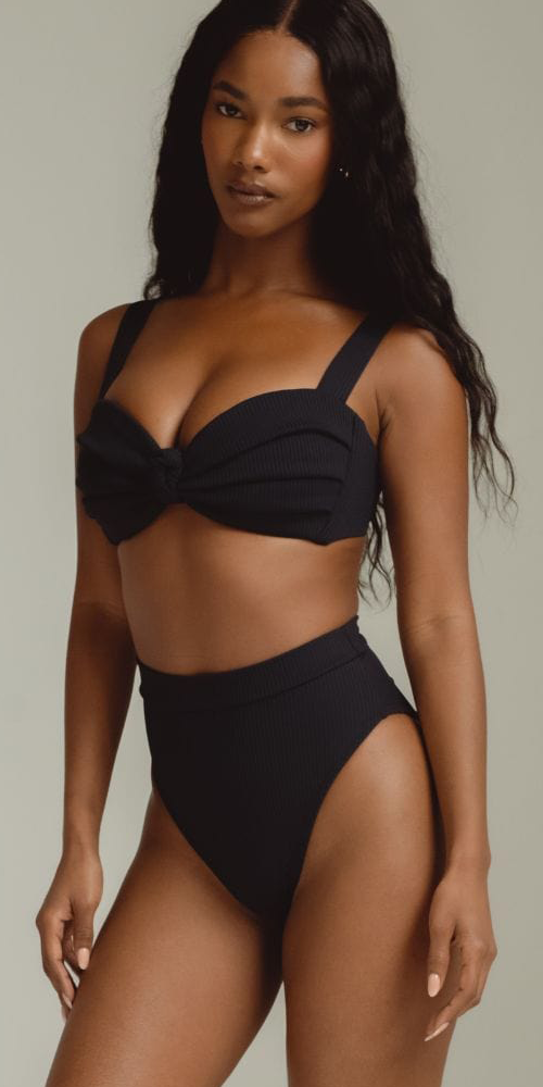 Hayden Black Rib Bikini Top for Women - Sexy Swimwear for Beach, Pool & Summer Vacations