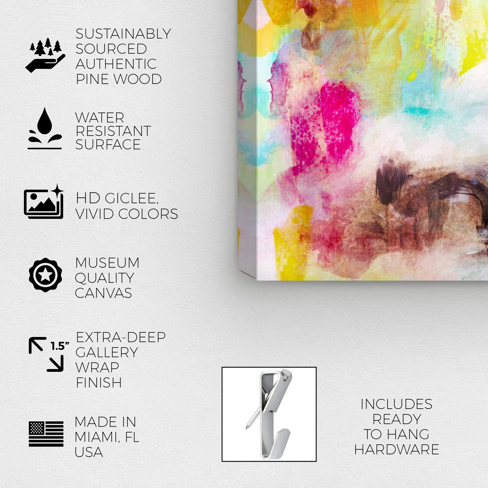 Oliver Gal Artist Co. 'Springtime Romance' Abstract Wall Art Canvas Print - 45x30 Inches, Yellow & White - Modern Home Decor for Living Room, Bedroom & Office