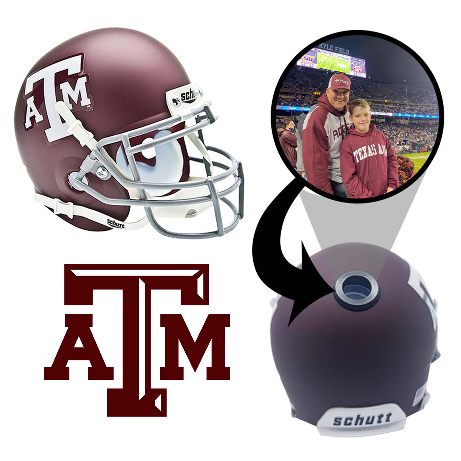 Texas A&M Aggies College Football Collectible Mini Helmet - Authentic Replica with Display Stand - Perfect for Fans, Memorabilia Collectors & Game Room Decor