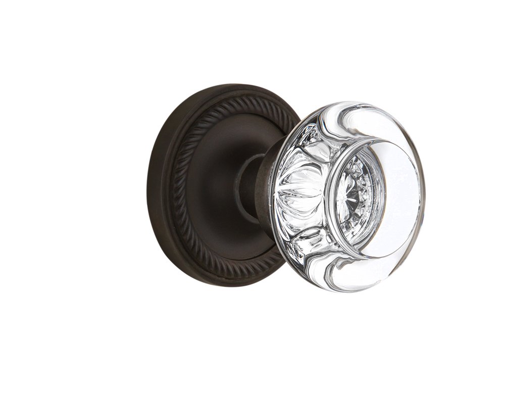 Nostalgic Warehouse Rope Rosette with Round Clear Crystal Glass Knob - 2.75