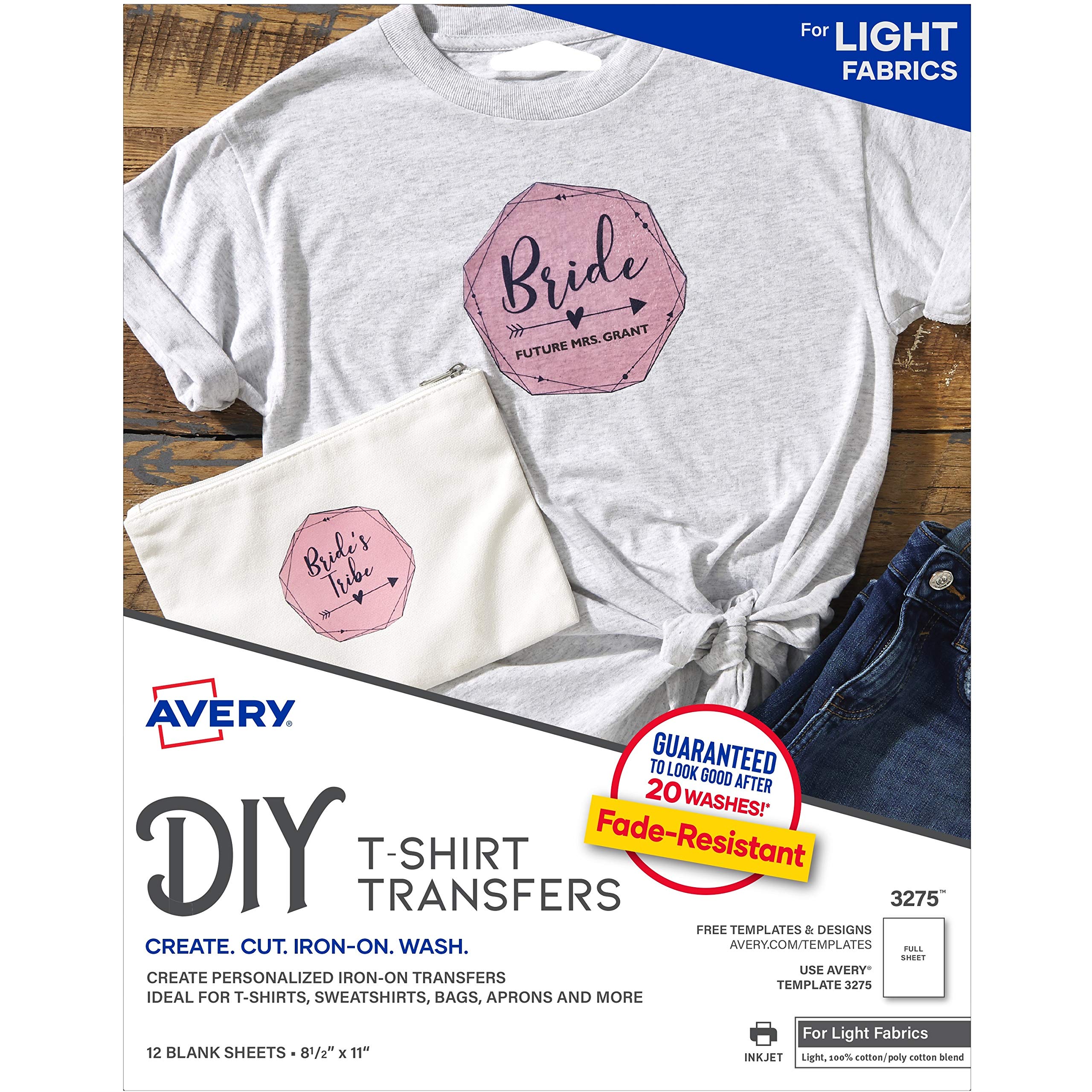 Avery Printable Heat Transfer Paper for Light Fabrics - 8.5