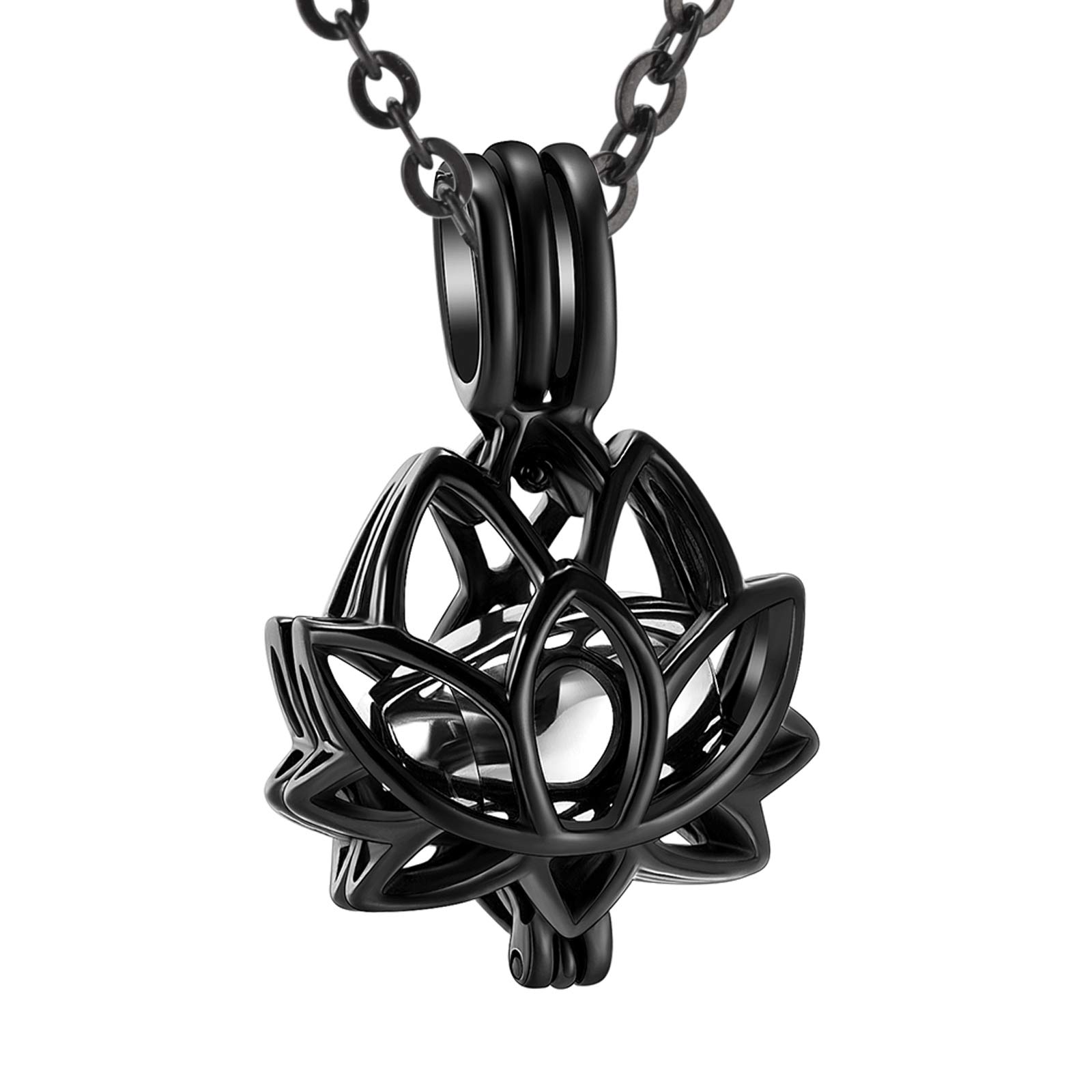 **Stainless Steel Cremation Jewelry - Lotus Flower Urn Necklace for Ashes, Memorial Keepsake Locket Pendant for Human Ashes Holder | Perfect for Remembrance, Funeral & Sympathy Gifts**
