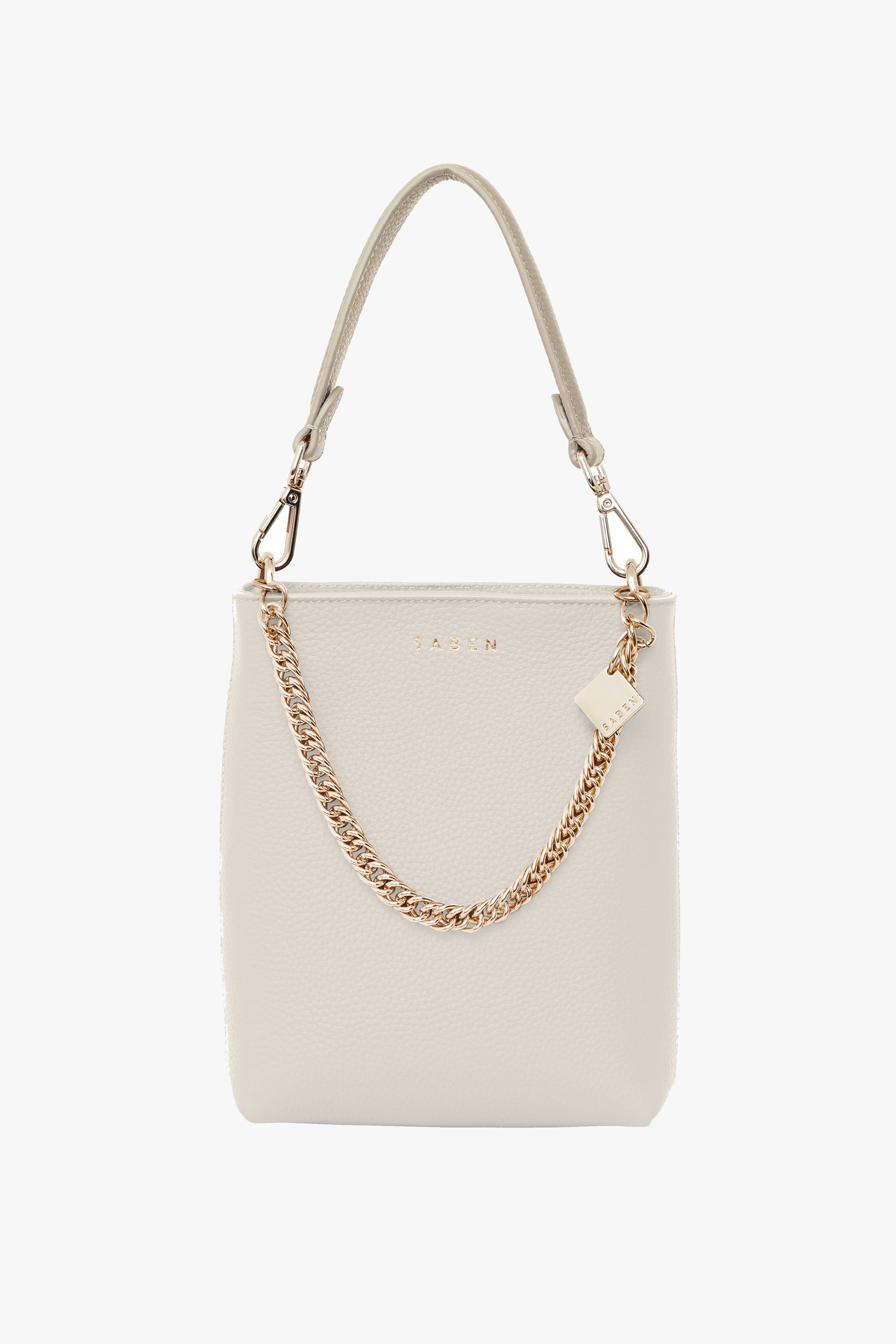 Luxury Coco Alabaster Leather Bucket Bag with Gold Chain Strap - Elegant Women's Shoulder Handbag for Work, Date Night & Special Occasions
