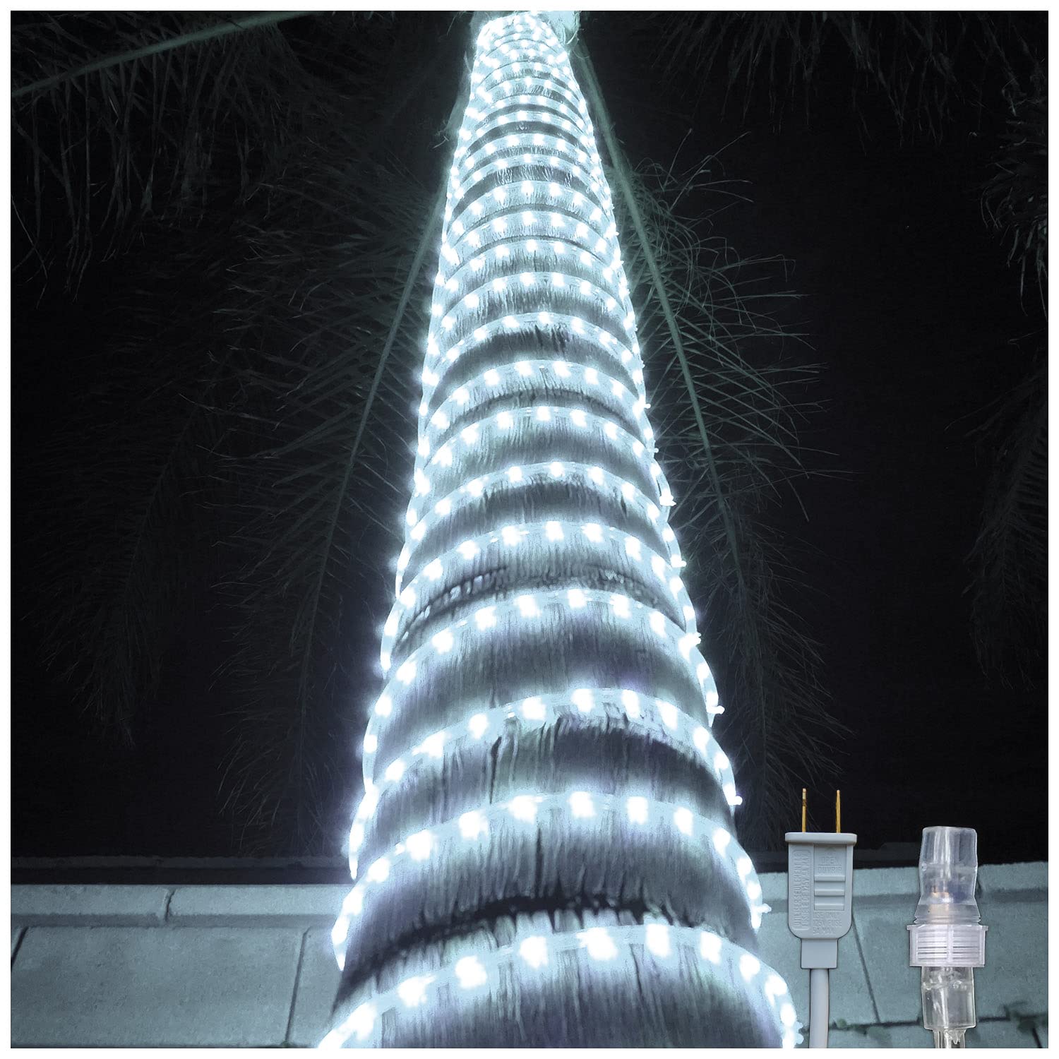 Russell Decor 30ft LED Rope Lights - Cool White for Christmas, Outdoor Trees & Patio Decor