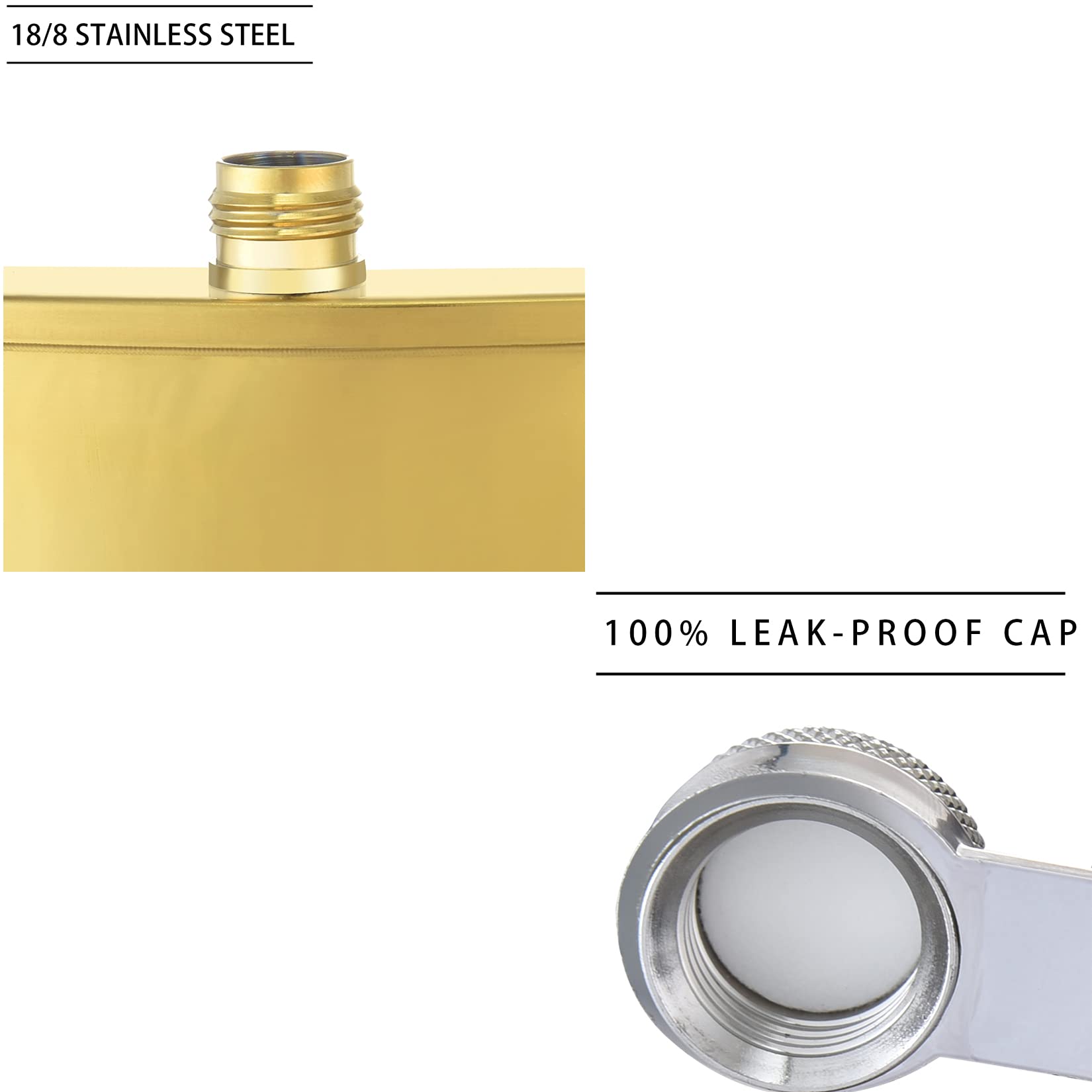 Personalized Stainless Steel Groomsmen Flasks Set of 8 - Custom Engraved 304 Whiskey Flasks for Wedding Party, Best Man, Groom & Father of the Bride - Perfect for Bachelor Parties, Weddings & Anniversary Gifts (Gold)