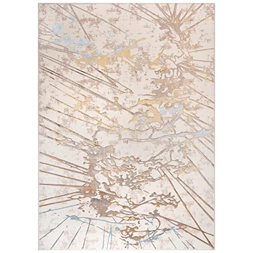 Stylish MDA Home London Cream/Brown Abstract Area Rug - 7'7