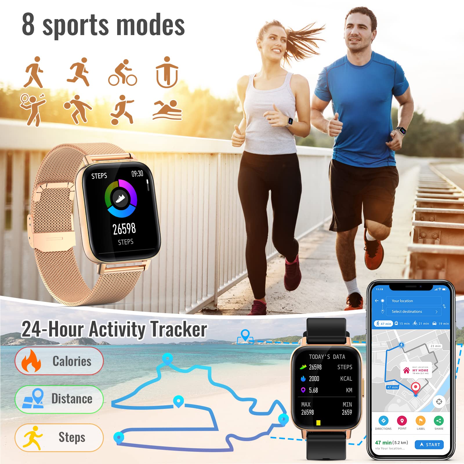Nemheng Smart Watch for Women & Men - 1.69