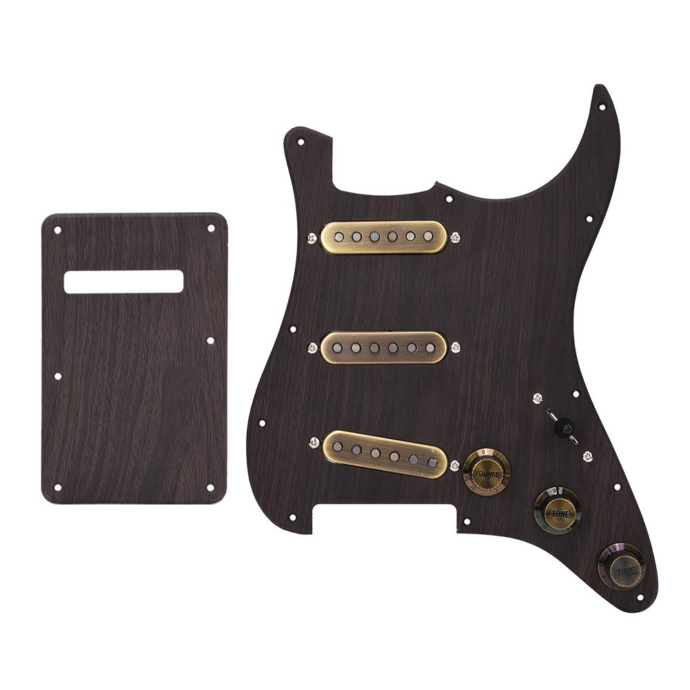 Prewired Pickguard for Electric Guitar - 17 Screws Wood Back Plate, Aluminum Alloy Scratch Protection | Perfect for DIY Guitar Upgrades & Professional Installations