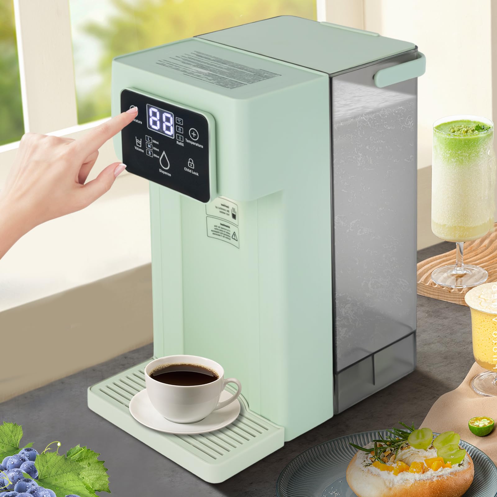 3L Instant Hot Water Dispenser with Adjustable Temperature & Smart Touch Screen - Fast Boiling Electric Kettle for Office, Tea, Coffee & Cooking (3 Quantitative Water Output)