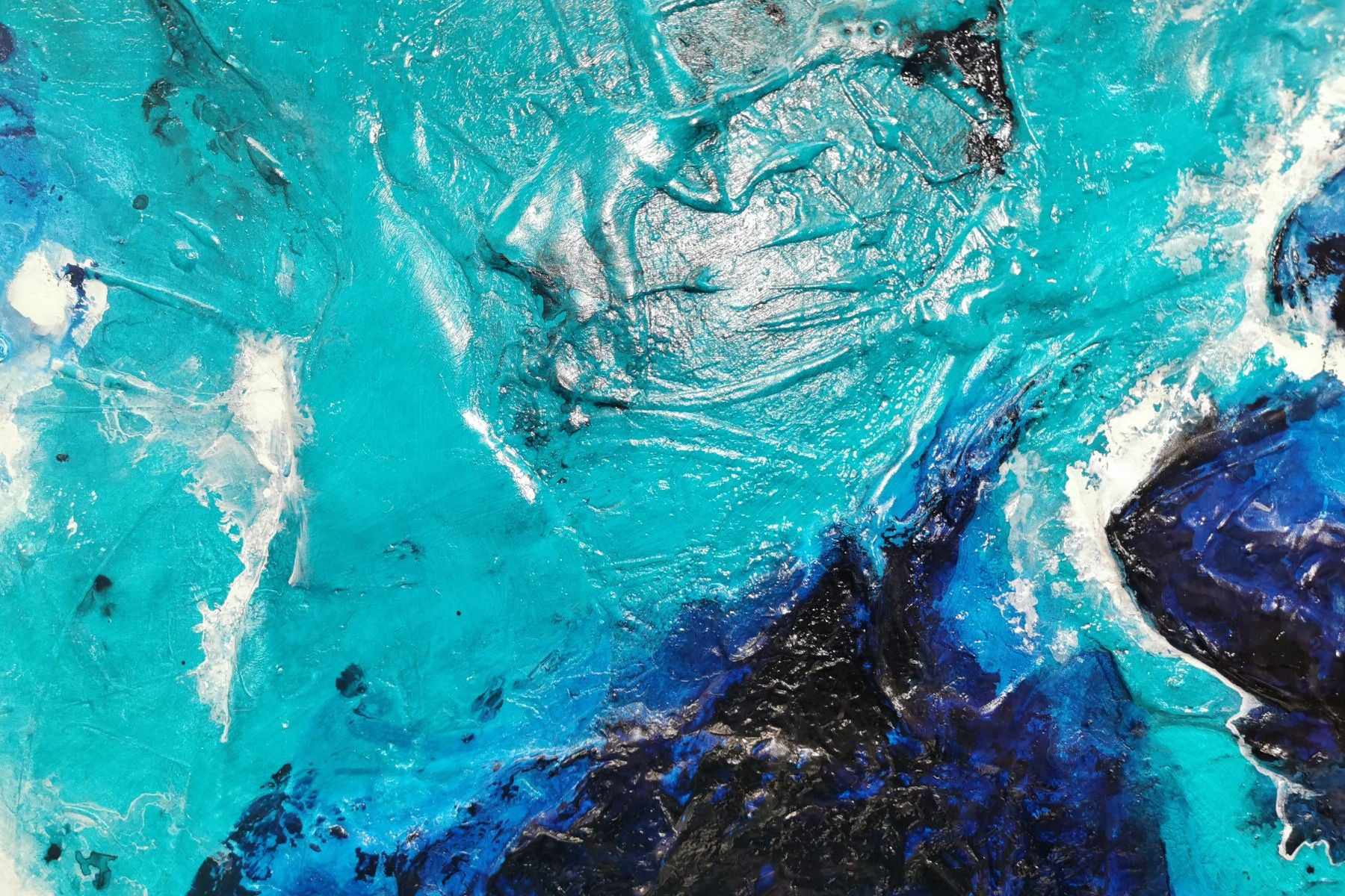 Blue and White Textured Abstract Painting - 270cm x 120cm Large Wall Art - Sapphire Seduction Style - Perfect for Living Room, Bedroom or Office Decor