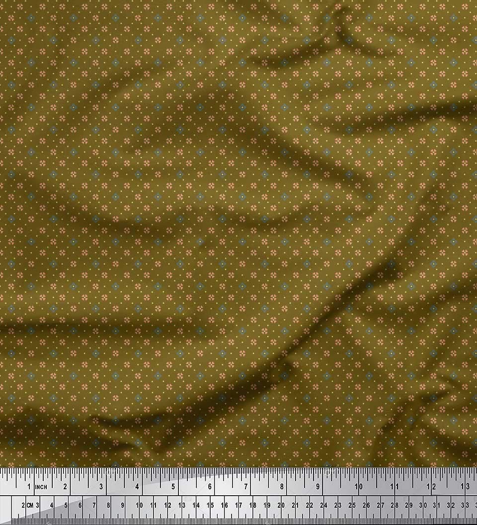 Soimoi Moss Georgette Brown Fabric by The Yard - 42 Inch Wide Dot & Heart Printed Fabric for DIY Dresses, Blouses, and Home Decor Projects