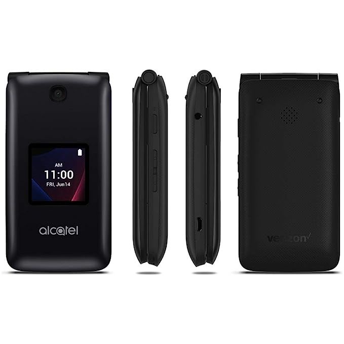 Alcatel Go Flip V 4051S 8GB Black Verizon Flip Phone - Compact & Reliable 4G LTE Flip Phone for Seniors & Emergency Use - Perfect for Travel, Outdoor Activities & Backup Communication