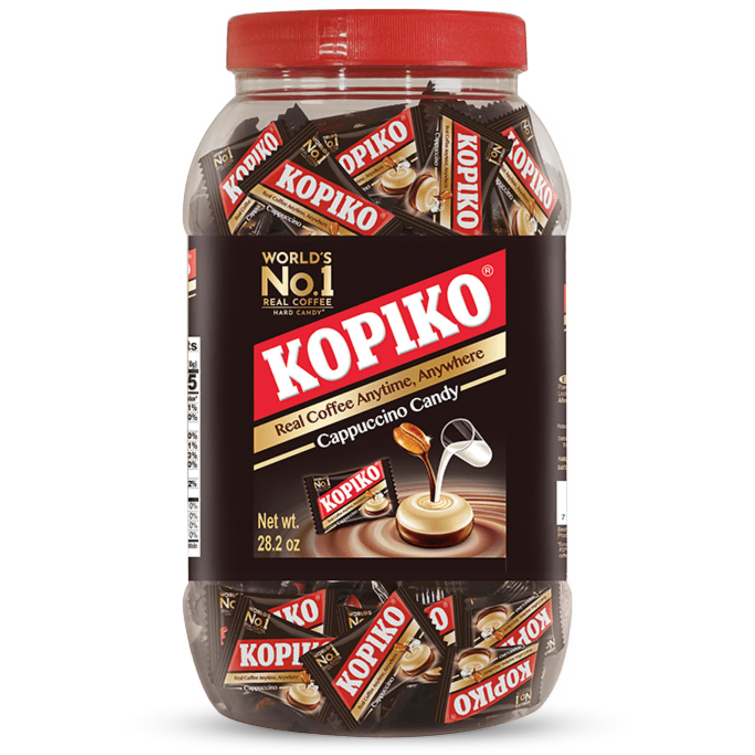 Kopiko Cappuccino Coffee Candy Bundle - 28.2 Oz Jar with Premium Resealable Rumadle Bag | Authentic Indonesian Coffee Flavor | Perfect for Office Snacks, Travel Treats & Coffee Lovers Gifts