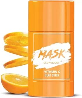 Vitamin C Orange Face Mask Stick with Silicone Brush & Face Pack Brush Set (3-Piece) - Brightening & Hydrating Skincare for Glowing Skin at Home or Spa