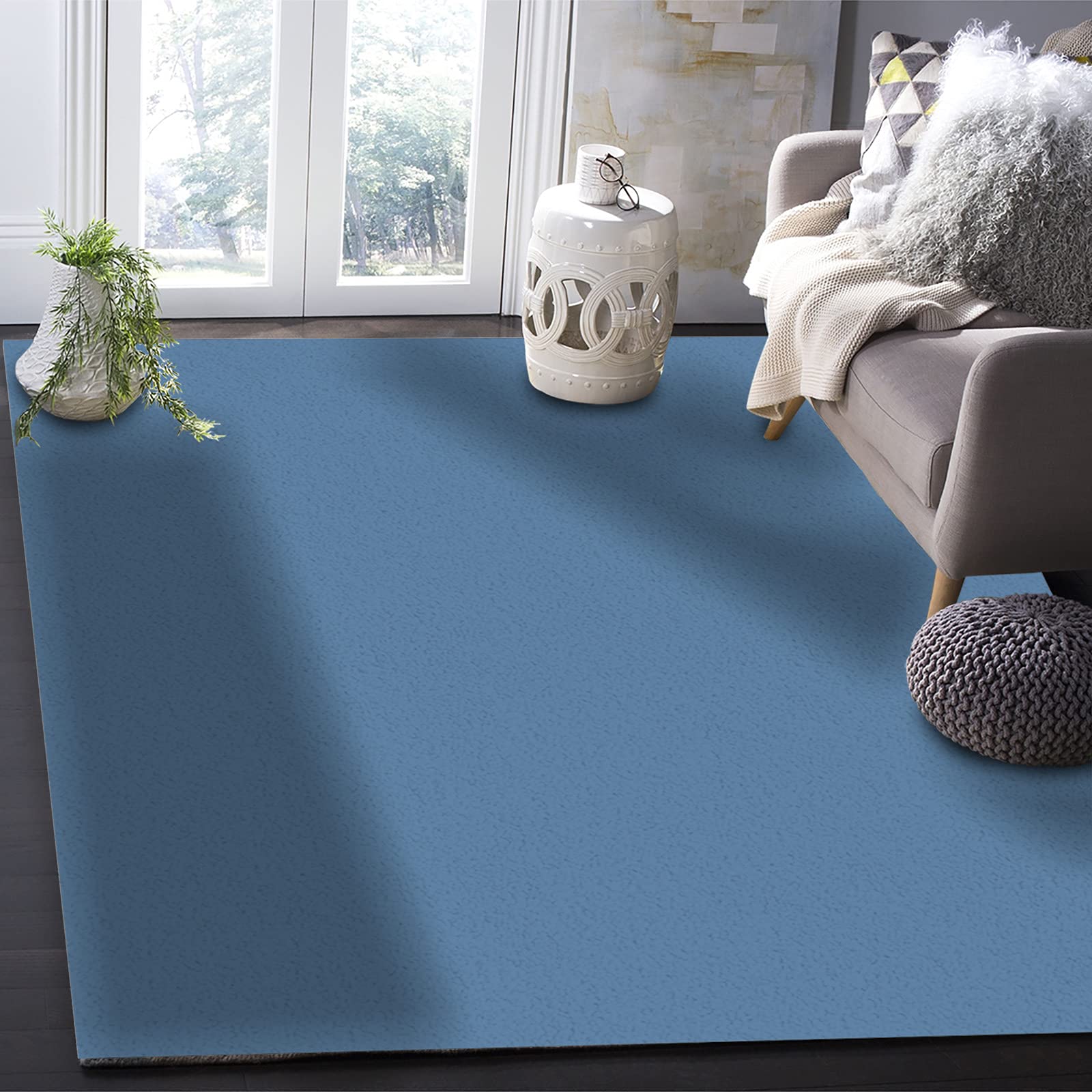 5' x 7' Large Rectangular Non-Slip Area Rug - Solid Royal Blue Durable Floor Mat for Living Room, Bedroom & Outdoor Use | Perfect for Home Decor, Bedside Protection and Patio Floor Covering