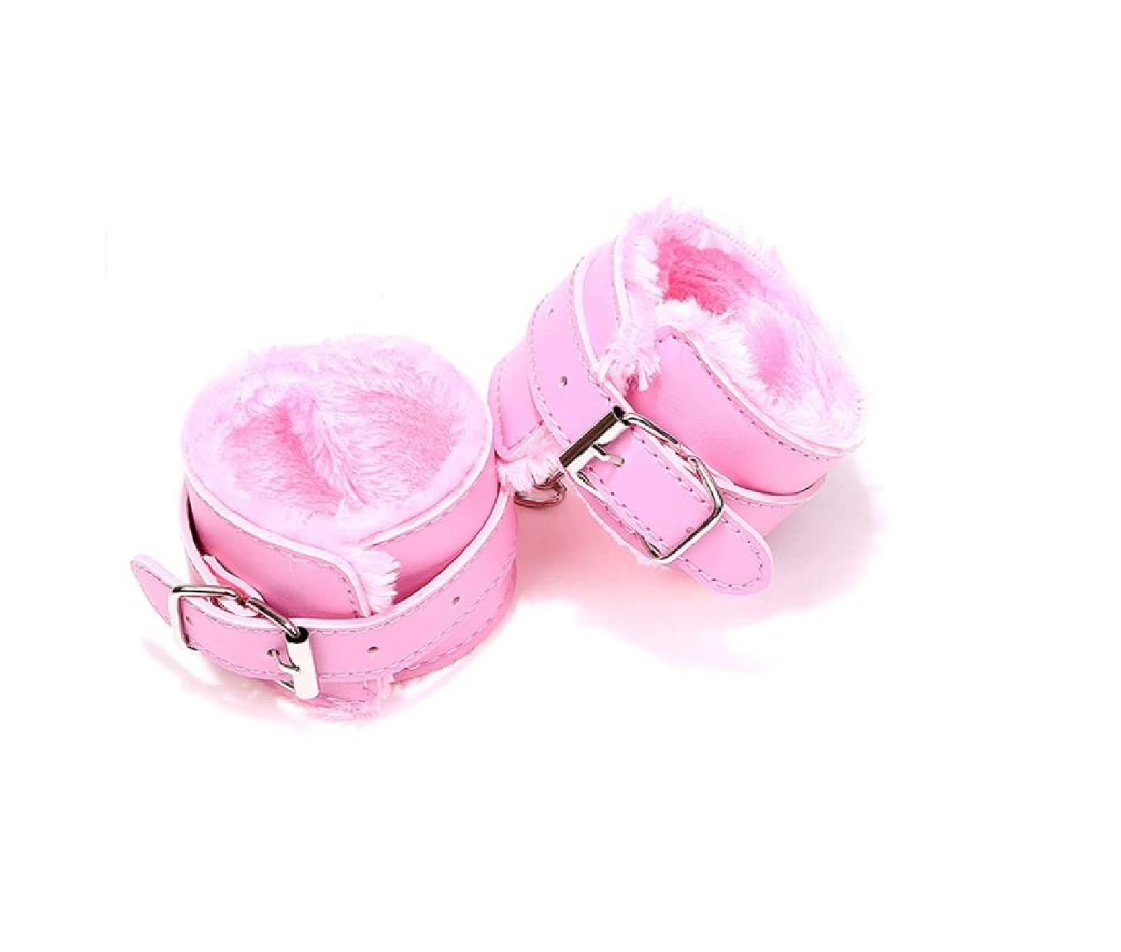 Punk Fluffy Wrist Leather Handcuffs Bracelet with Soft Plush Lining - Detachable PU Pink Hand & Leg Cuffs for Cosplay, Role Play, Yoga, Gym Workouts & BDSM Parties | Comfortable Fetish Accessories for Adults