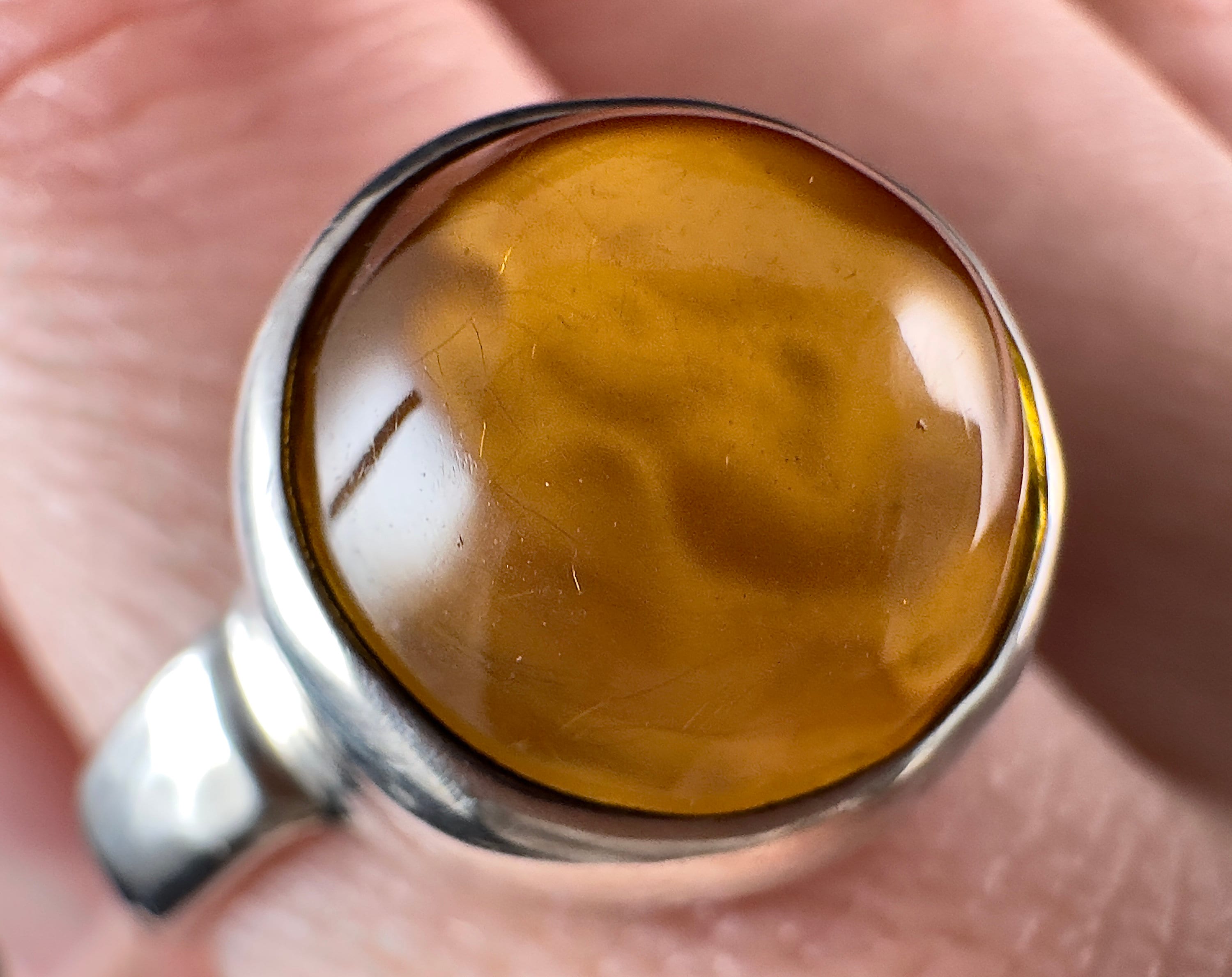 AMBER Ring Sterling Silver Size 8 - Natural Crystal Gemstone Fine Jewelry for Women, Perfect for Everyday Wear & Special Occasions