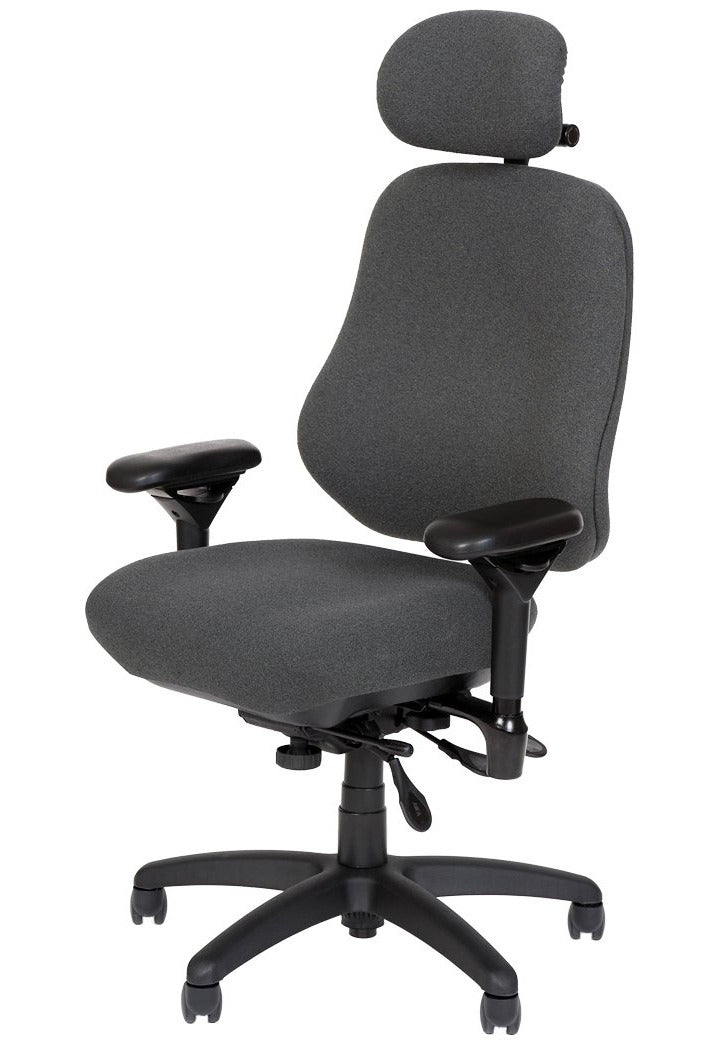 ErgoGenesis Extra Tall Office Chair with Neck Roll - J3509 Black, Grade 1 Staccato - Premium Ergonomic Desk Chair for Home & Office Workspace