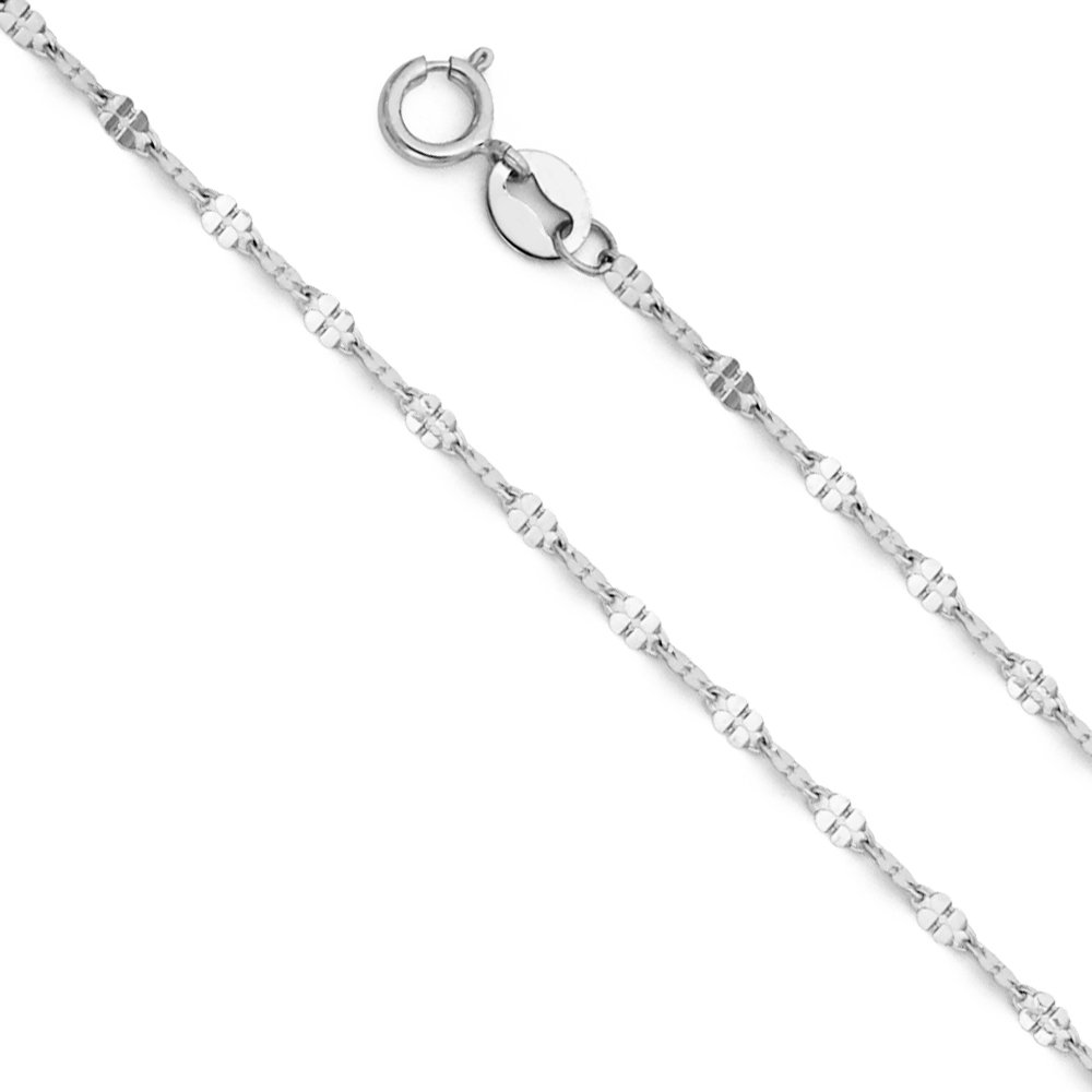 14K White Gold Twist Mirror Chain Necklace for Women | Elegant Layering Jewelry | Perfect for Weddings, Parties & Everyday Wear – Jewels By Lux