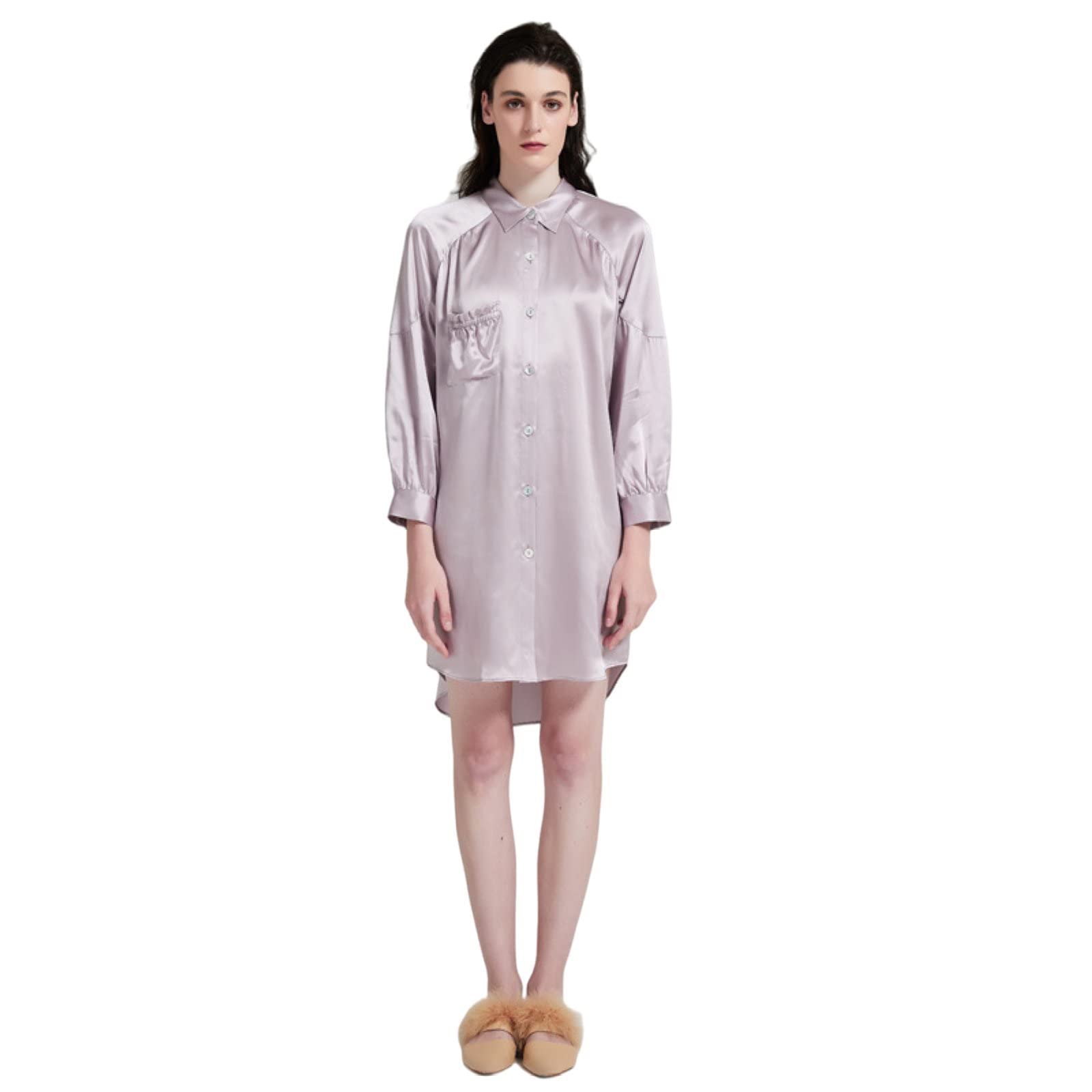 Luxury 100% Mulberry Silk Women's Pajama Set - Elegant Pleated Nightdress & Midi Skirt Sleepwear for Home, Lounge & Bridal Shower (Silk Pajamas for Women)