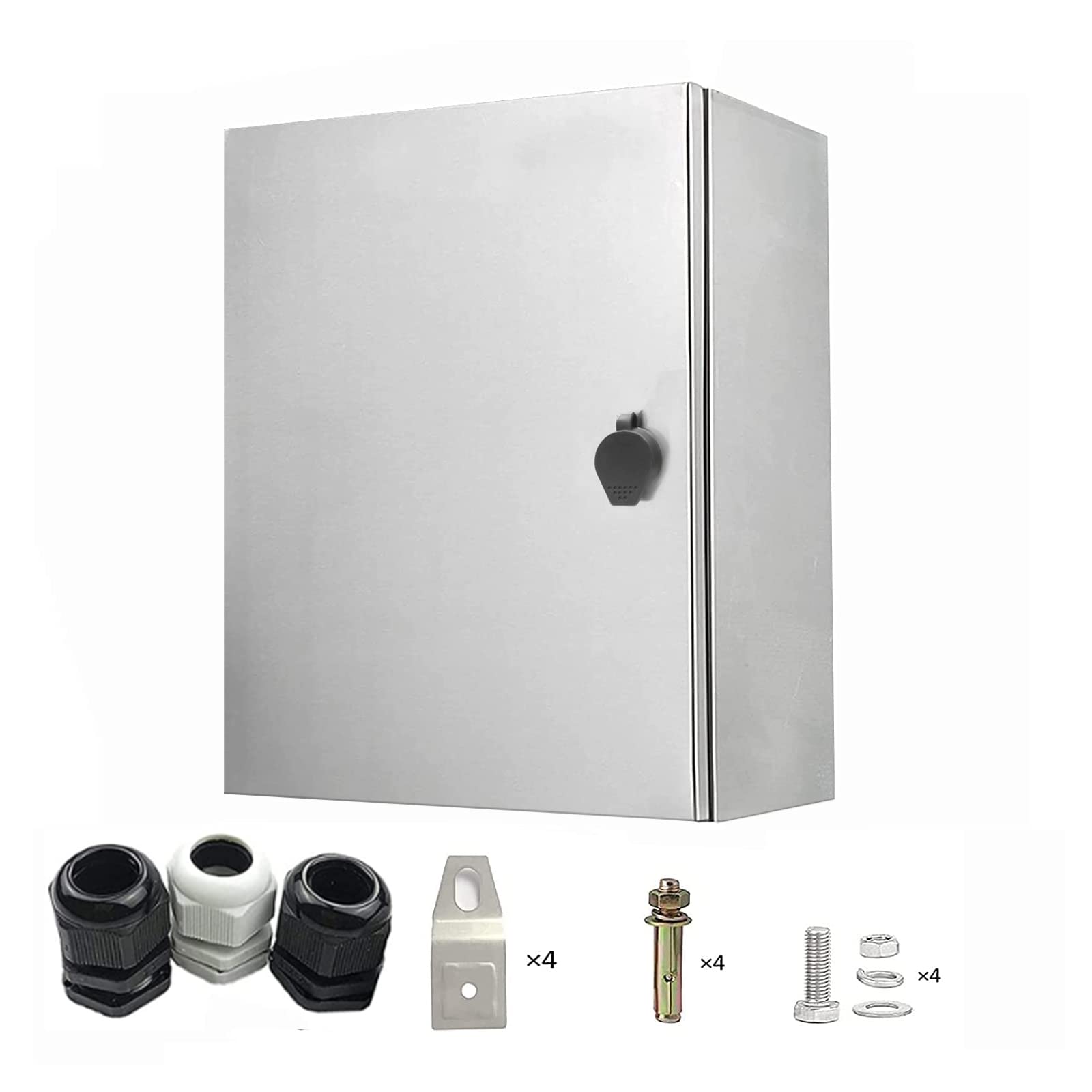 Stainless Steel Electrical Box Enclosure - IP65 Waterproof Metal Junction Box for Outdoor & Industrial Use - Wall Mounted Project Box with Lock, Cover & Mounting (24x16x8 Inch) - Ideal for Electrical Wiring, Solar Panels & Security Systems