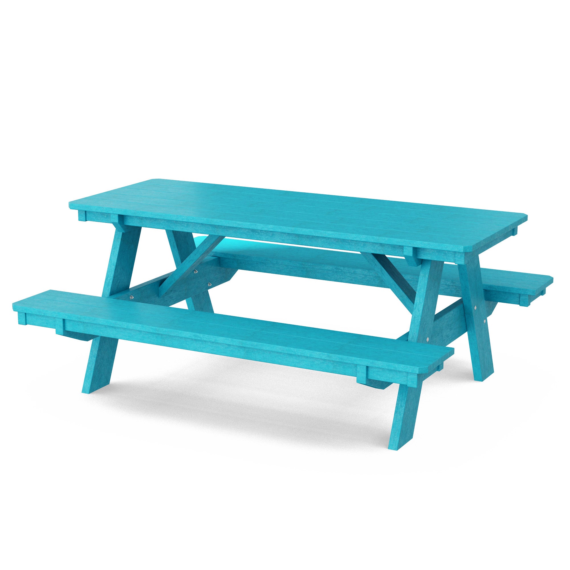 Heritage 72 Inch Outdoor Picnic Table with Attached Benches - Durable All-Weather Patio Furniture for Backyard, Garden, and Park Gatherings